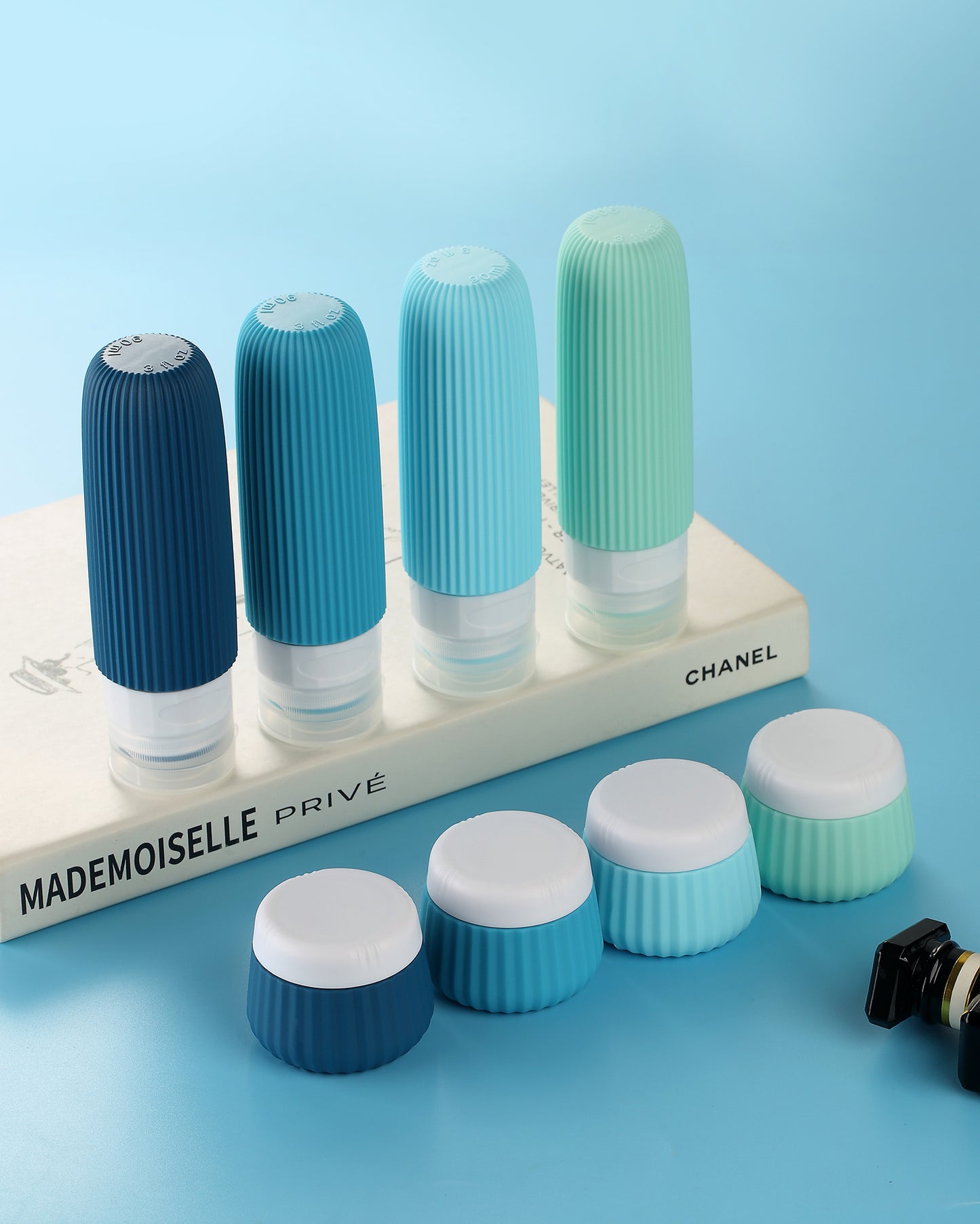 Mrsdry Travel Bottles for Toiletries 8 Pack, Tsa Approved Travel Size Toiletries 3 oz, Containers for Toiletries, with Clear Bag, Leak Proof Silicone Squeezable Essentials Creams Jars