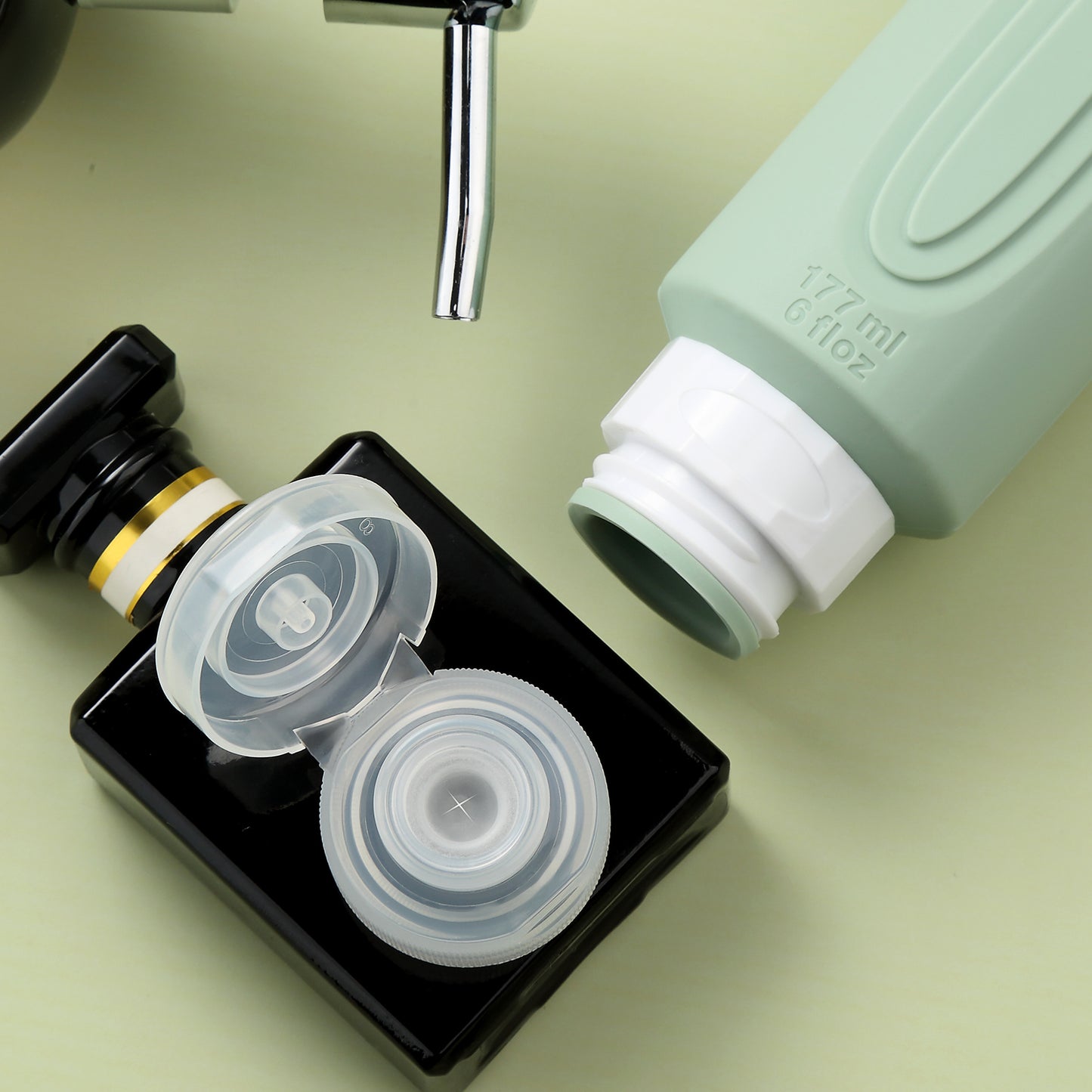 Mrsdry Travel Bottles for Toiletries, Large 6oz Oversize Containers, BPA Free Leak Proof Tubs Refillable Liquid Travel Accessories with Toiletry Bag for Cometic Shampoo and Lotion Soap (4 Pack)