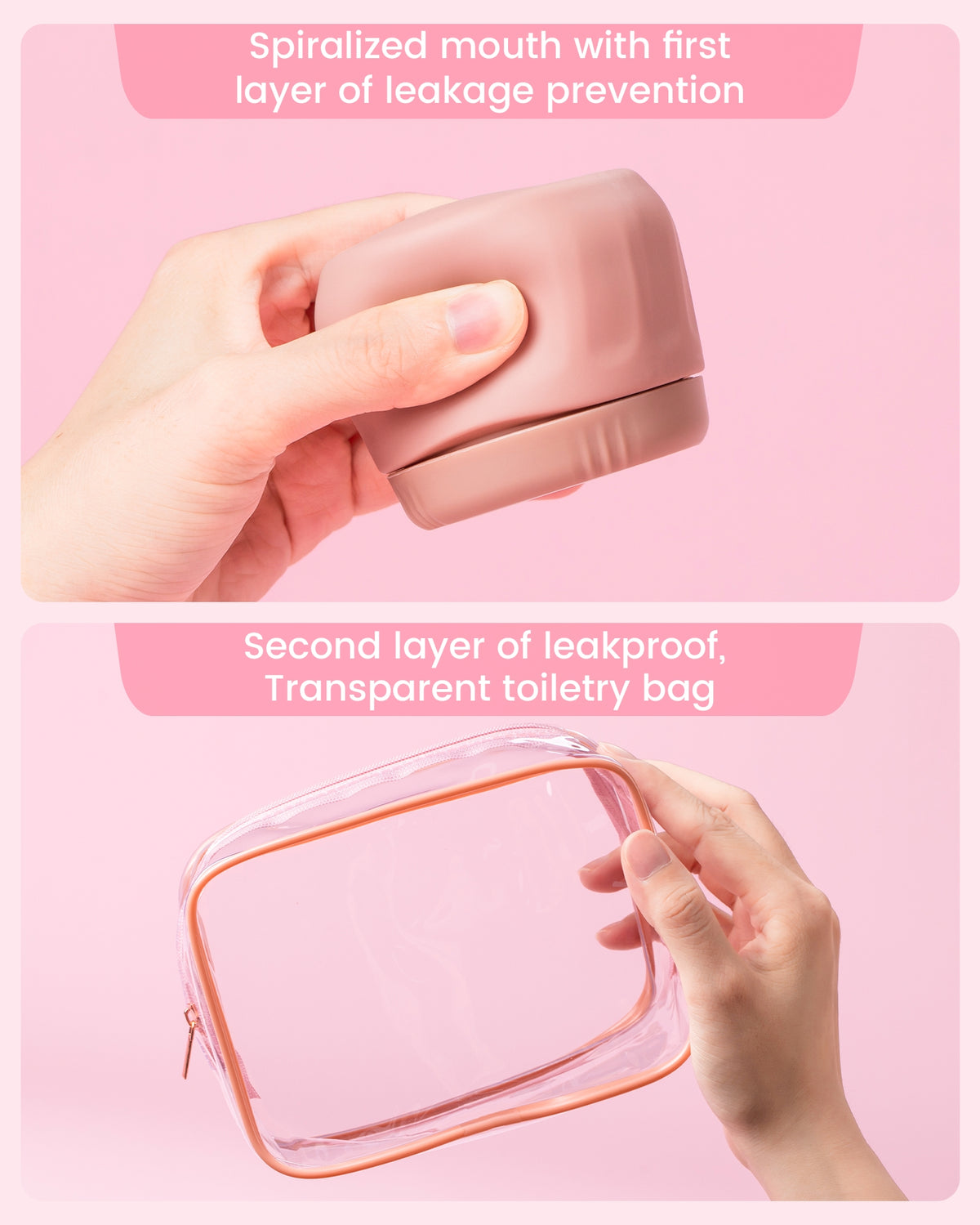 Mrsdry Travel Containers for Toiletries, TSA Approved Travel Size Toiletries 4 Pack, Refillable Containers, with Clear Bag, Leak Proof Silicone Jars, Essentials Creams Jars Carrying Small Items
