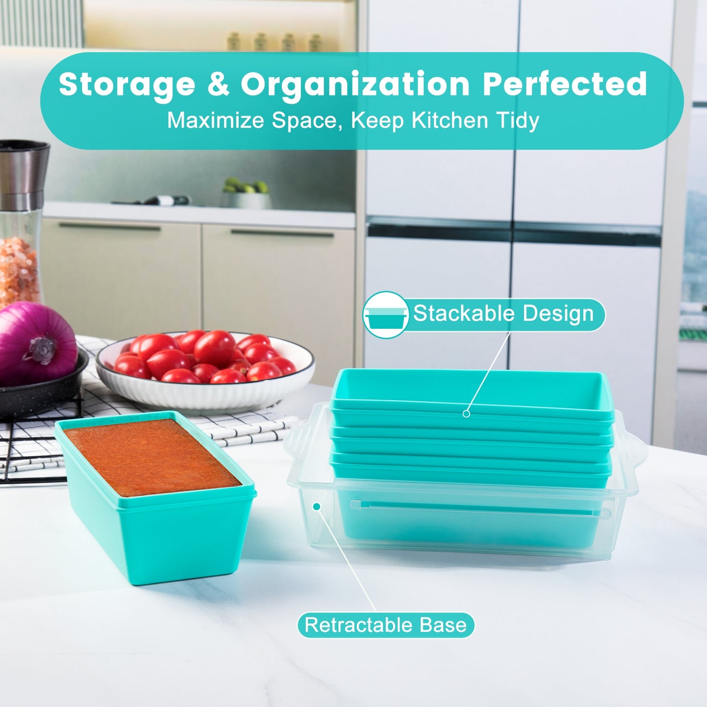 Mrsdry BPA-Free Silicone Freezer Molds with Retractable Base, Stackable Modular Organized, 2-Cup Portion Control Soup Cubes Freezer Tray with Lids for Meal Prep, Broth, Stews, Leftovers