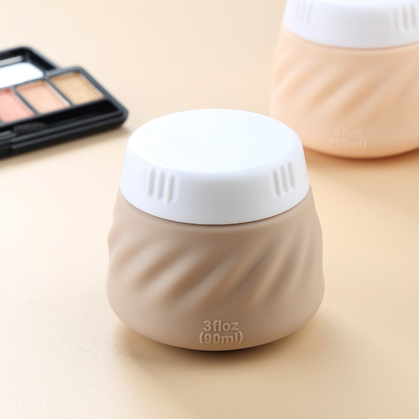 Mrsdry Travel Containers for Toiletries, Silicone Cream Jars TSA Approved Travel Size Containers with Clear Bag, Leak-proof Travel Accessories with Lid for Cosmetic Face Body Hand Cream (4 Pack)