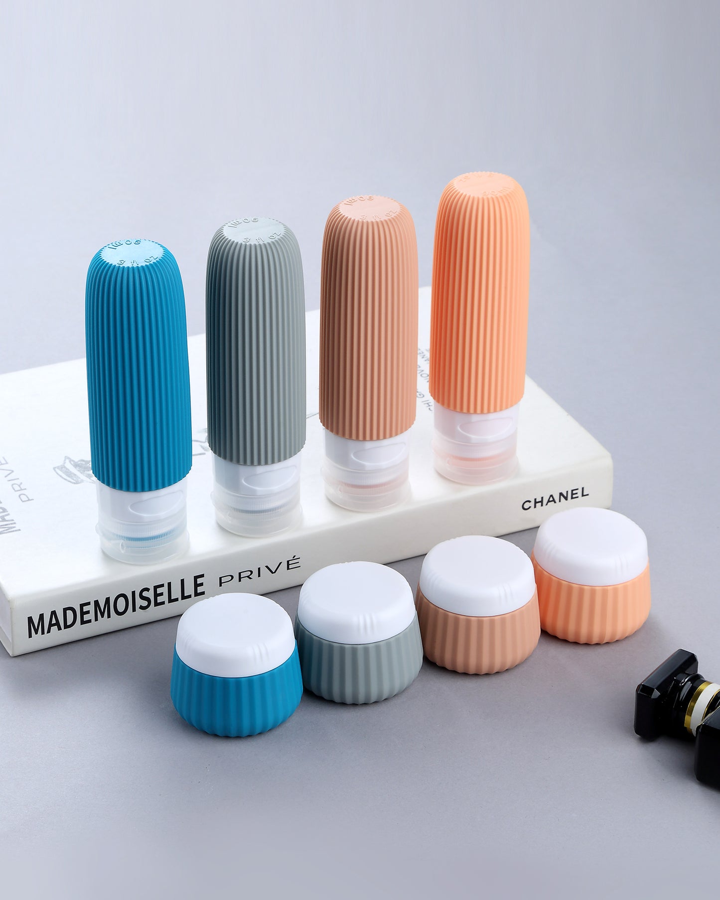 Mrsdry Travel Bottles - 8 Pack, TSA Approved 3 oz Travel Containers for Toiletries, Clear Bag, Leak Proof Silicone Squeezable Essentials Jars