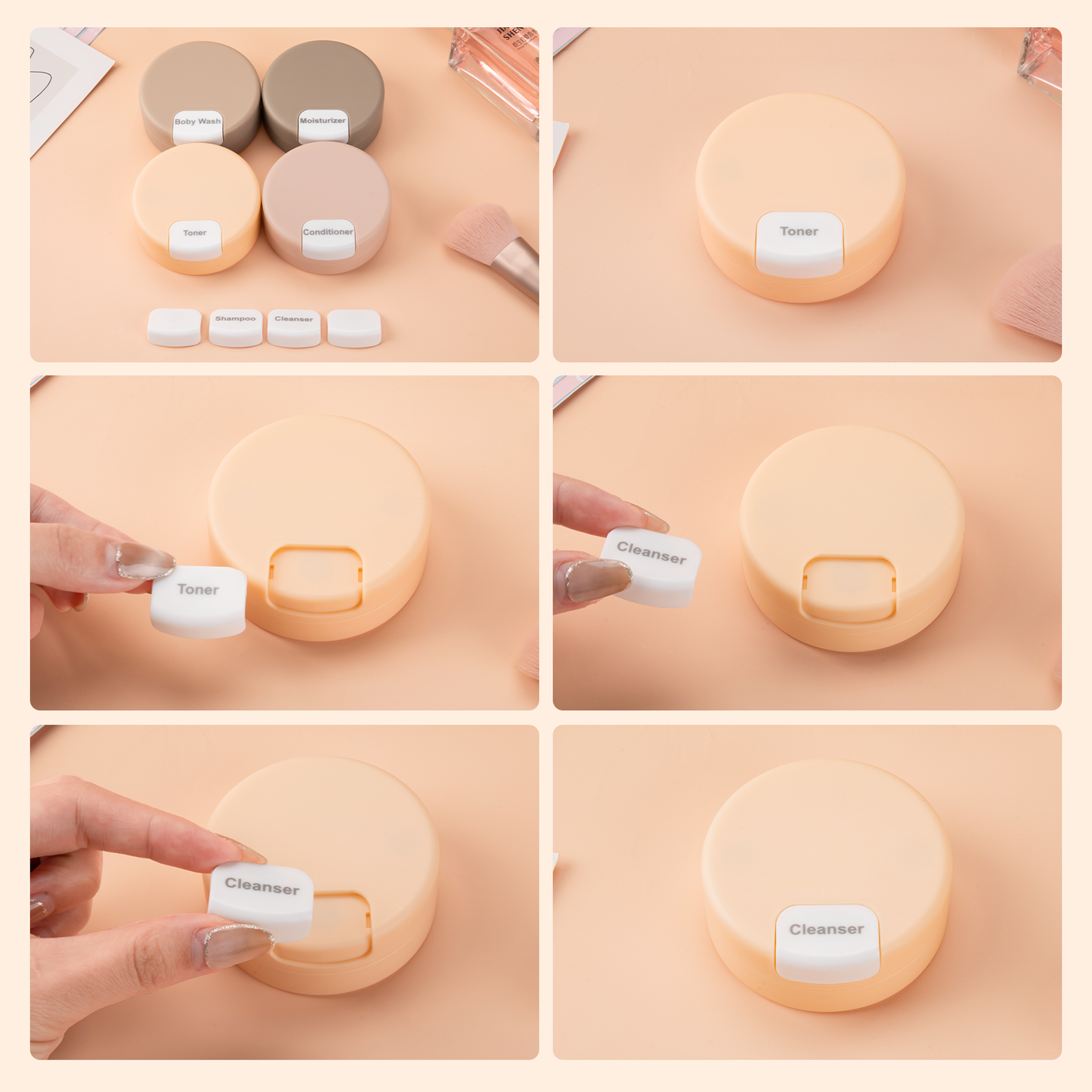 Mrsdry Travel Containers for Toiletries, Silicone Cream Jars TSA Approved Travel Size Containers with Clear Bag, Leak-proof Travel Accessories with Lid for Cosmetic Face Body Hand Cream (4 Pack)