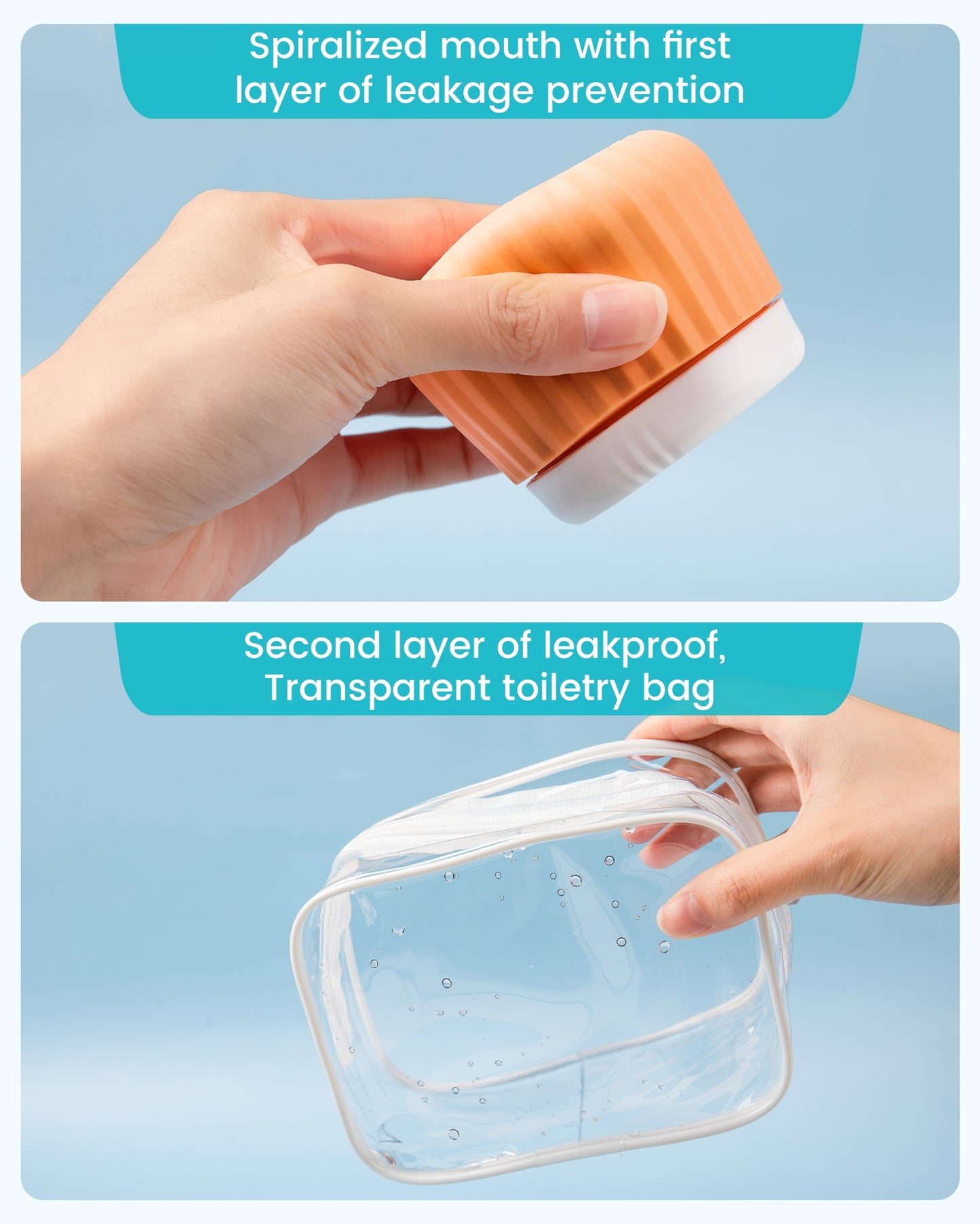 Mrsdry Travel Containers for Toiletries 4 Pack, TSA Approved Travel Size Toiletries, Travel Size Containers, With Clear Bag Leak Proof Silicone Jars, Travel Essentials Creams Jars Carrying Small Item