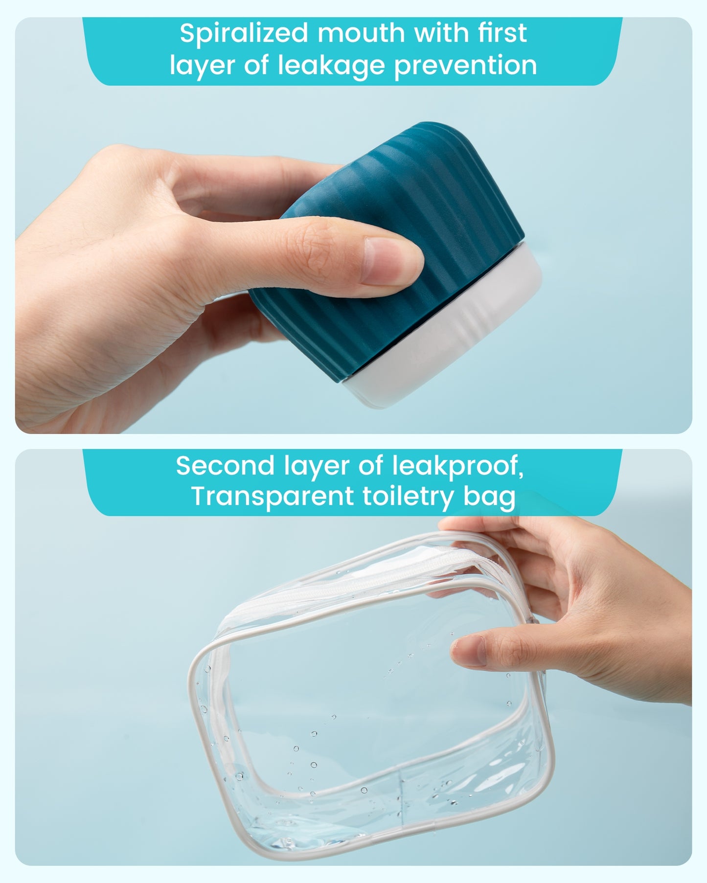 Mrsdry Travel Containers for Toiletries 4 Pack, TSA Approved Travel Size Toiletries, Travel Size Containers, With Clear Bag Leak Proof Silicone Jars, Travel Essentials Creams Jars Carrying Small Item