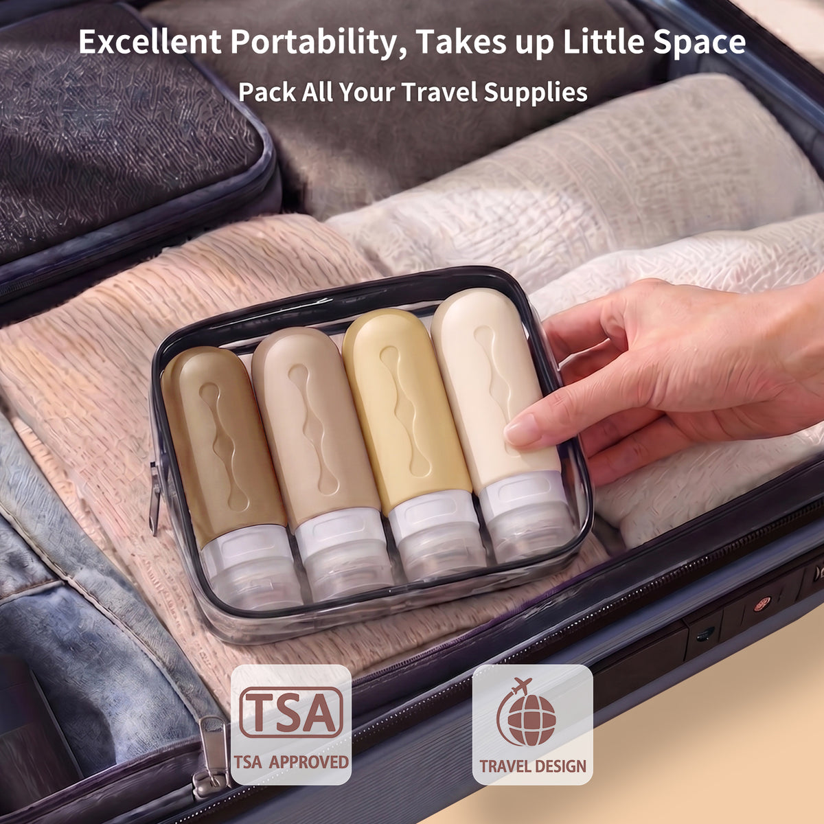 Mrsdry Travel Bottles for Toiletries, Tsa Approved, Travel Size Containers, BPA Free Leak Proof Tubs Refillable Liquid Accessories for Cometic Shampoo and Lotion Soap