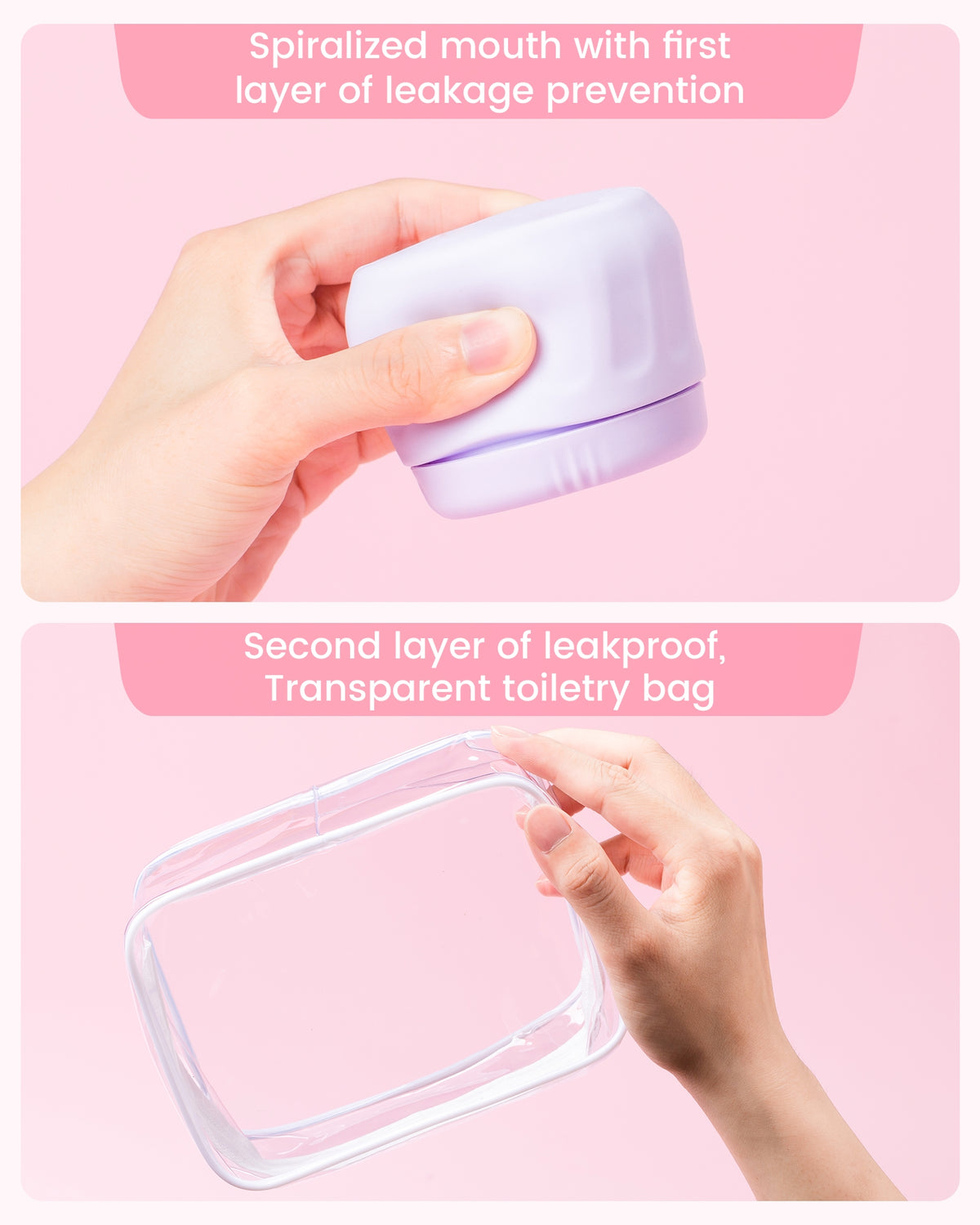 Mrsdry Travel Containers for Toiletries, TSA Approved Travel Size Toiletries 4 Pack, Refillable Containers, with Clear Bag, Leak Proof Silicone Jars, Essentials Creams Jars Carrying Small Items