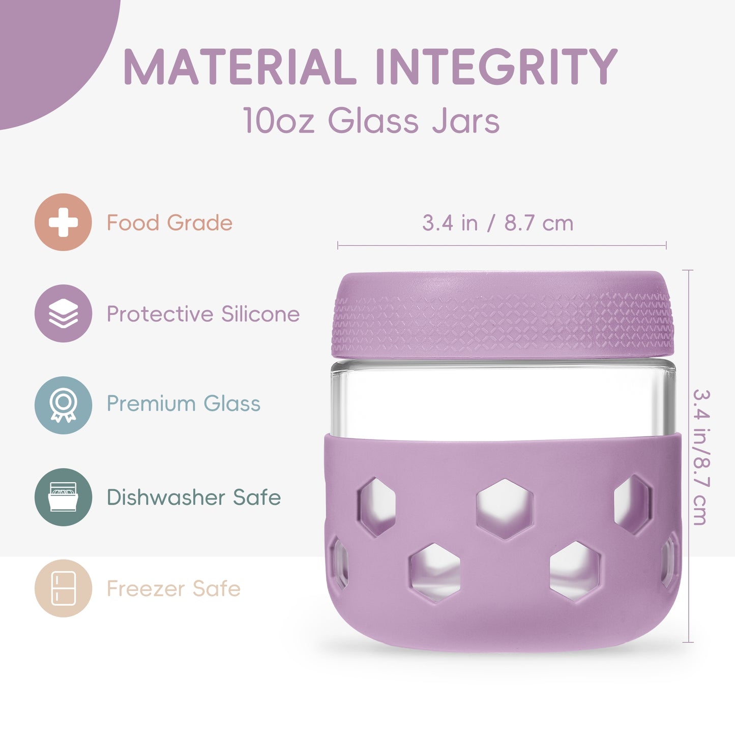 Mrsdry 6-Pack 10 oz Glass Mason Jars with Silicone Sleeves, Airtight BPA-Free Overnight Oats Containers with Lids, Dishwasher Safe Leak-Proof Meal Prep Jars for Chia Pudding, Yogurt, Snacks