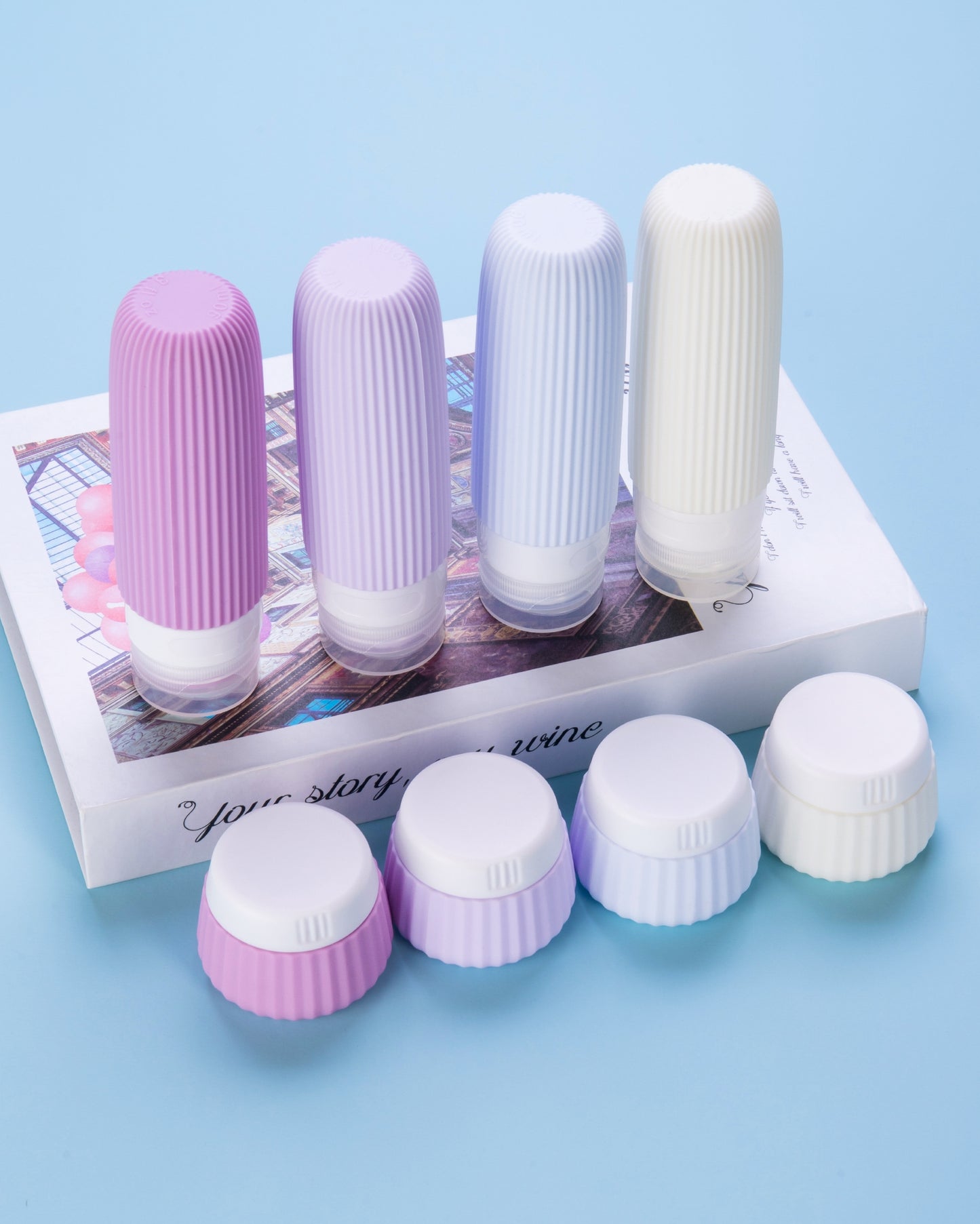 Mrsdry Travel Bottles for Toiletries 8 Pack, Tsa Approved Travel Size Toiletries 3 oz, Travel Containers for Toiletries, with Clear Bag, Leak Proof Silicone Squeezable Travel Essentials Creams Jars