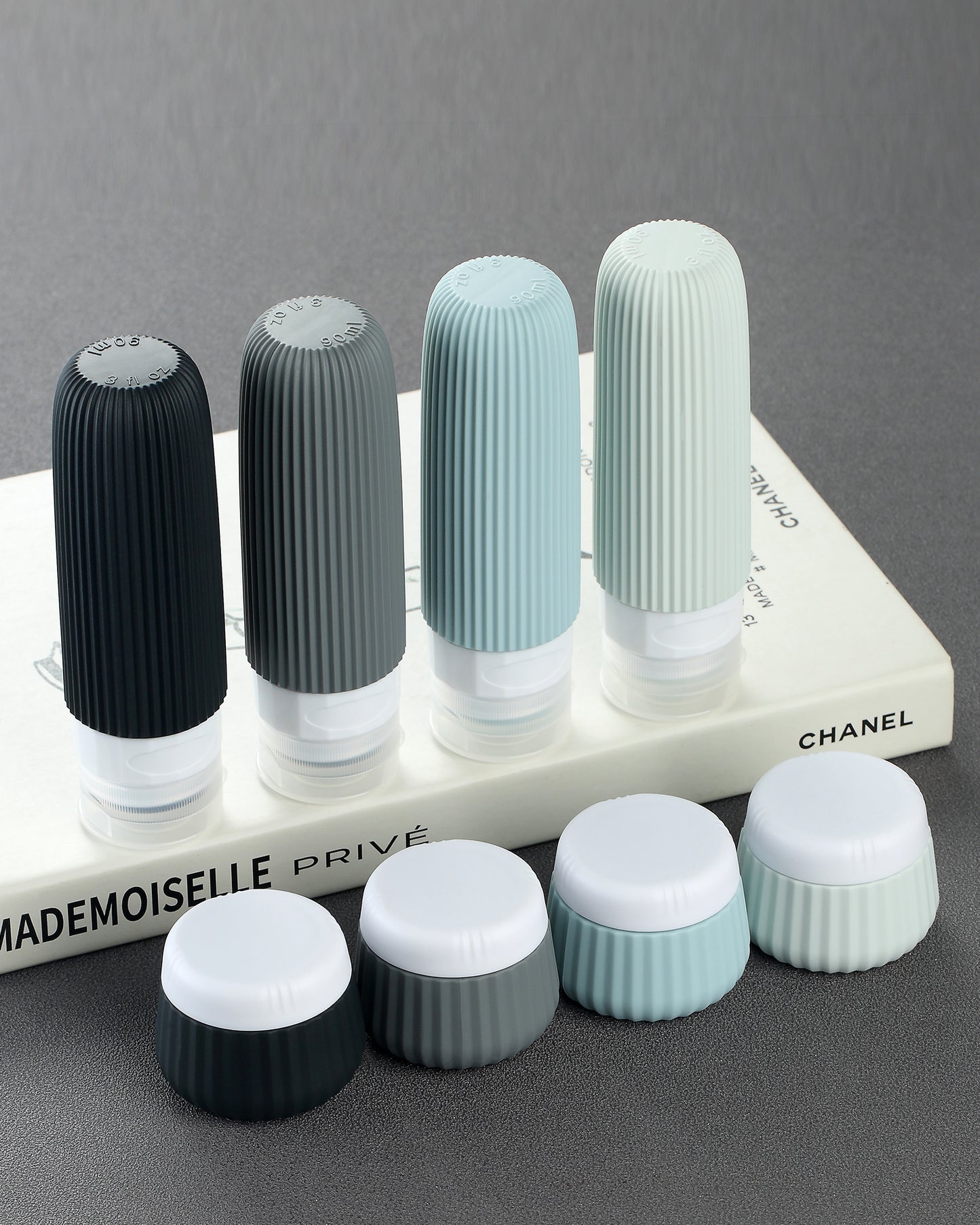 Mrsdry Travel Bottles - 8 Pack, TSA Approved Travel Size Toiletries, Leak Proof Silicone Squeezable Containers in Clear Bag