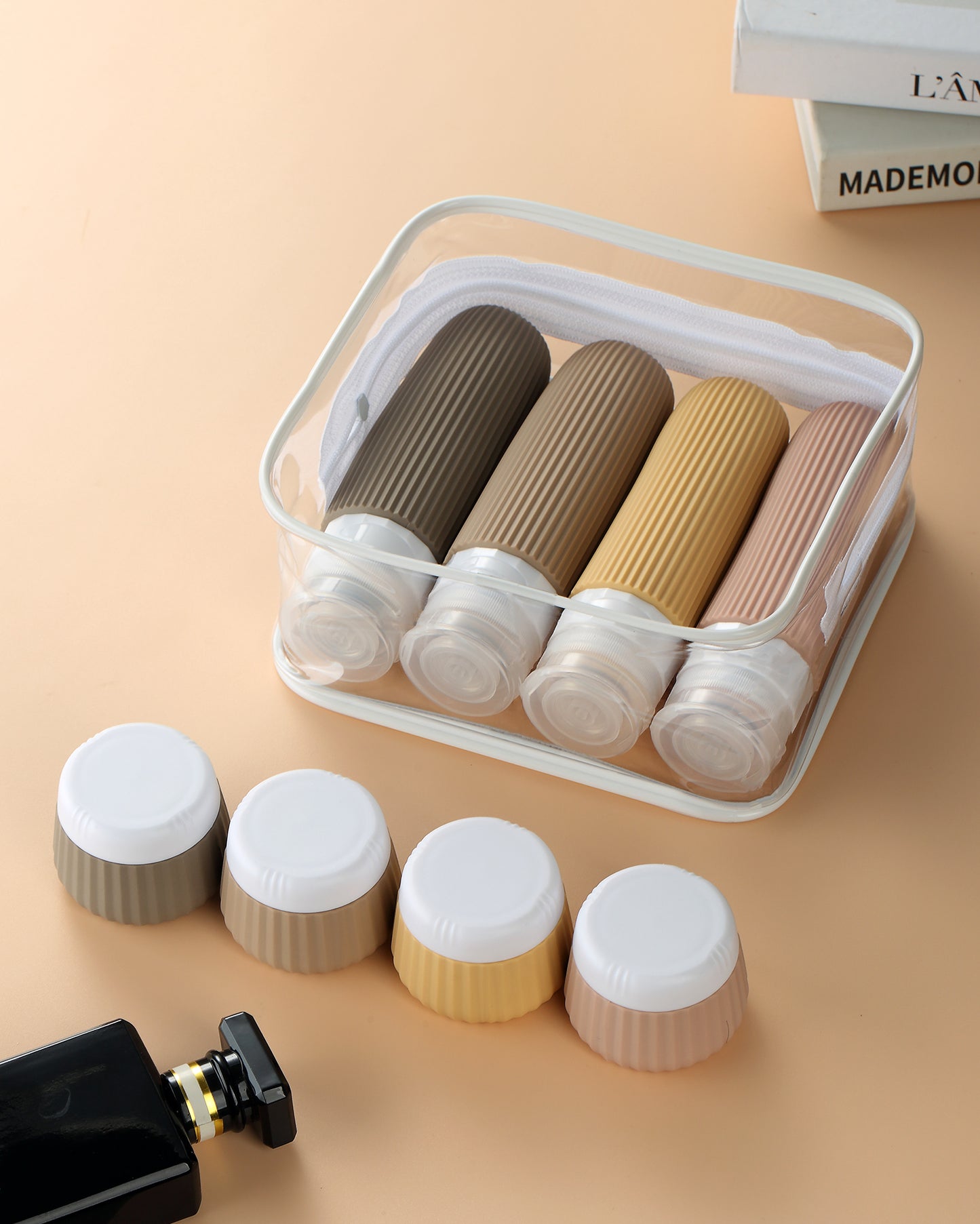 Mrsdry Travel Bottles 8 Pack, TSA Approved 3 oz Travel Toiletries Containers with Clear Bag, Leak Proof Silicone Squeezable Essentials Jars