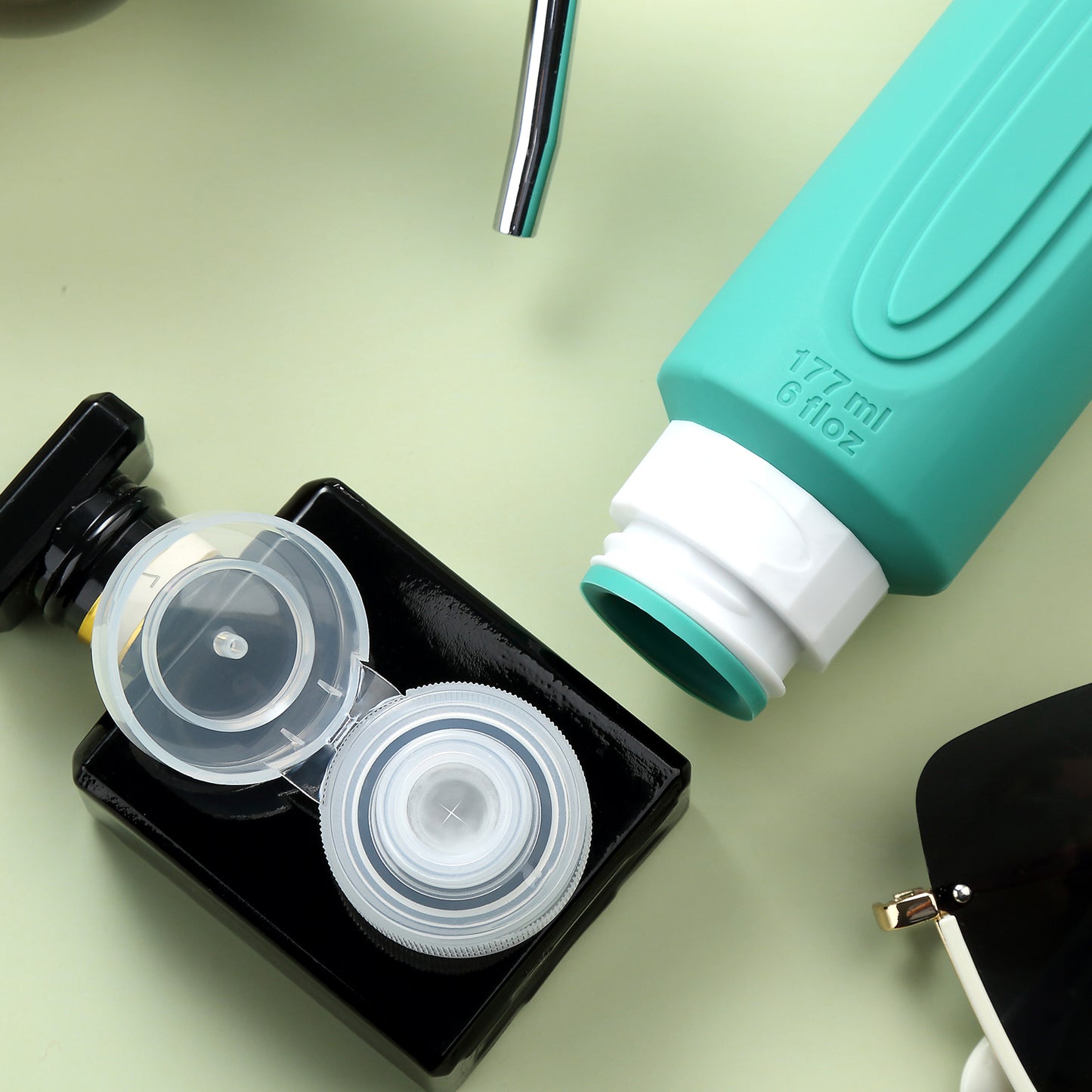 Mrsdry Travel Bottles for Toiletries, Large 6oz Oversize Containers, BPA Free Leak Proof Tubs Refillable Liquid Travel Accessories with Toiletry Bag for Cometic Shampoo and Lotion Soap (4 Pack)