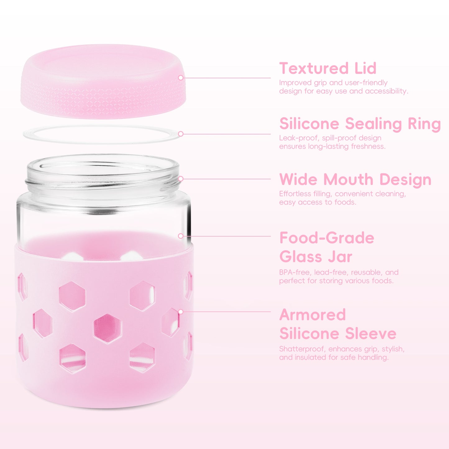 Mrsdry 8-Pack 16-oz & 10-oz Glass Mason Jars with Silicone Sleeves, Airtight BPA-Free Overnight Oats Containers with Lids, Dishwasher Safe Leak-Proof Meal Prep Jars for Chia Pudding, Yogurt, Snacks