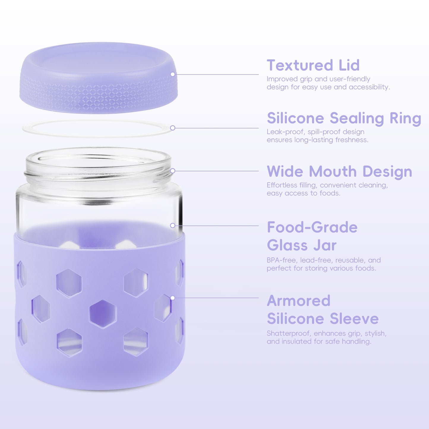 Mrsdry 8-Pack 16-oz & 10-oz Glass Mason Jars with Silicone Sleeves, Airtight BPA-Free Overnight Oats Containers with Lids, Dishwasher Safe Leak-Proof Meal Prep Jars for Chia Pudding, Yogurt, Snacks