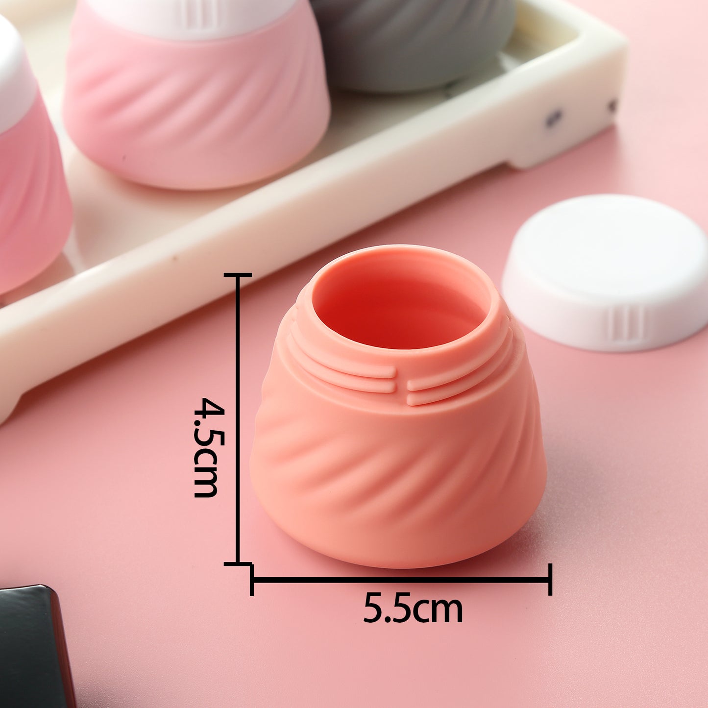 Mrsdry Travel Containers for Toiletries, Silicone Cream Jars TSA Approved Travel Size Containers with Clear Bag, Leak-proof Travel Accessories with Lid for Cosmetic Face Body Hand Cream (4 Pack)