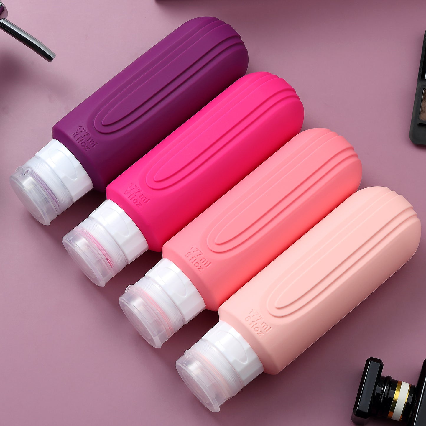 Mrsdry Travel Bottles for Toiletries, Large 6oz Oversize Containers, BPA Free Leak Proof Tubs Refillable Liquid Travel Accessories with Toiletry Bag for Cometic Shampoo and Lotion Soap (4 Pack)