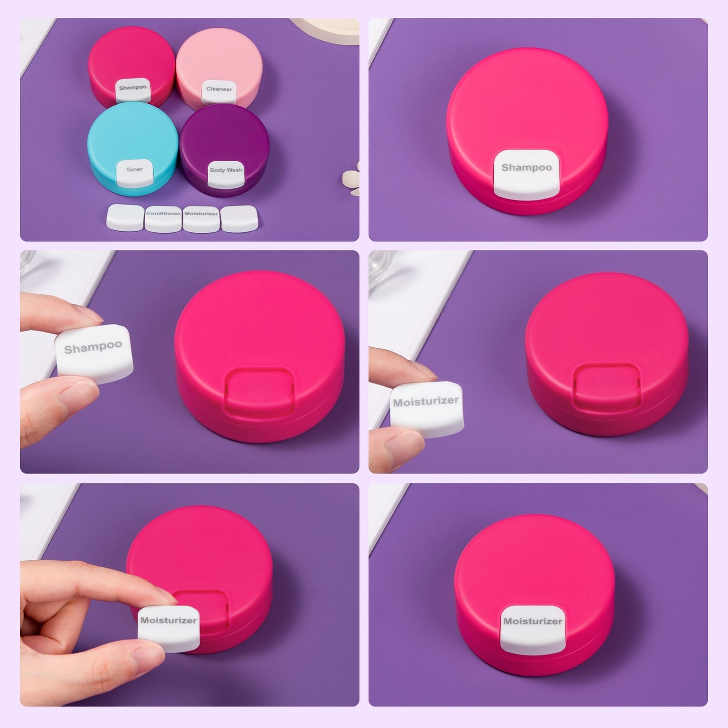 Mrsdry Travel Containers for Toiletries, Silicone Cream Jars TSA Approved Travel Size Containers with Clear Bag, Leak-proof Travel Accessories with Lid for Cosmetic Face Body Hand Cream (4 Pack)