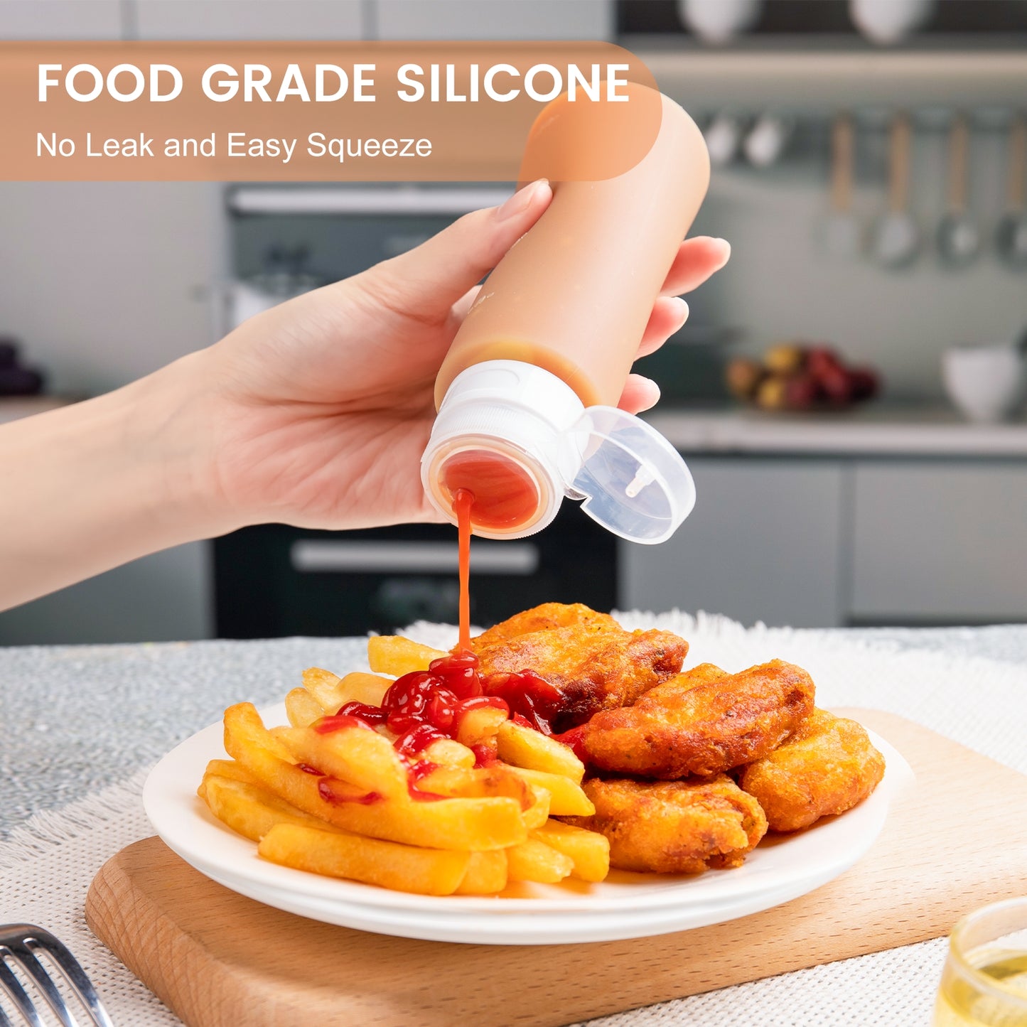 Mrsdry Condiment Squeeze Bottles for Sauces, 6-oz Mini Silicone Salad Dressing Container to Go with Reusable Sandwich Bag, Leakproof Sauce Bottle for Lunch Box, 4 Pack, Candies