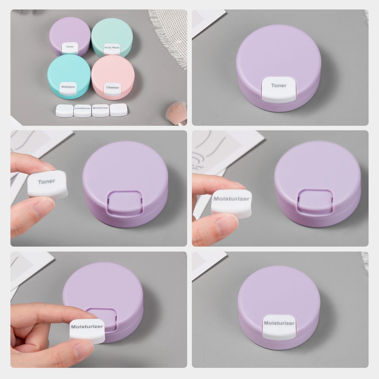 Mrsdry Travel Containers for Toiletries, Silicone Cream Jars TSA Approved Travel Size Containers with Clear Bag, Leak-proof Travel Accessories with Lid for Cosmetic Face Body Hand Cream (4 Pack)