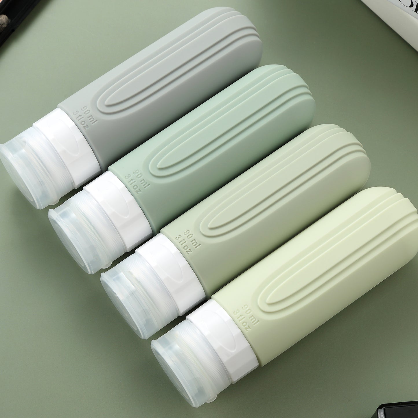 Mrsdry Travel Bottles for Toiletries, Tsa Approved 3oz Travel Size Containers BPA Free Leak Proof Refillable Liquid Silicone Squeezable Travel Accessories for Shampoo Conditioner Lotion (4 Pack)