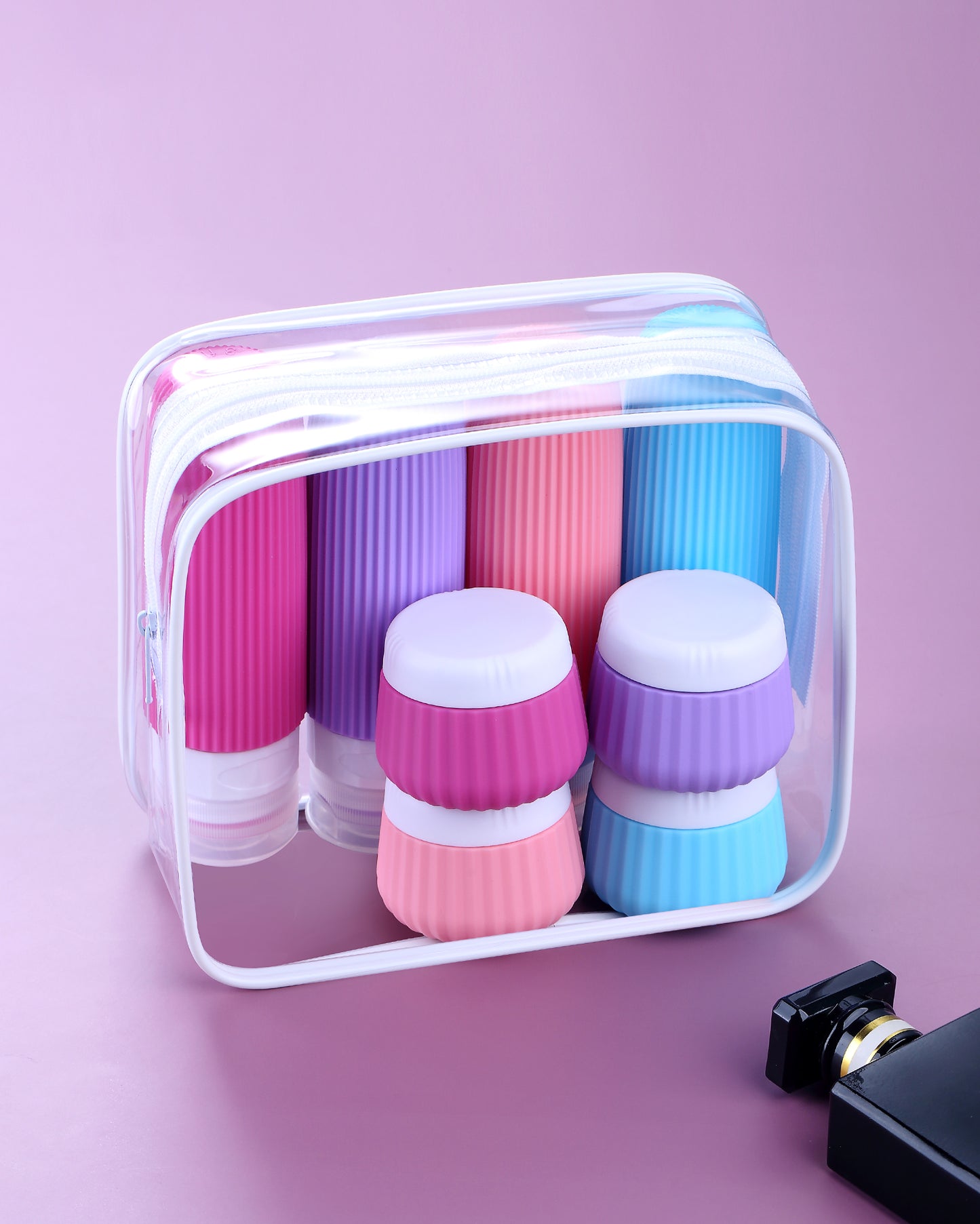Mrsdry Travel Bottles - 8 Pack, TSA Approved 3 oz Travel Containers for Toiletries, Clear Bag, Leak Proof Silicone Squeezable Essentials Jars