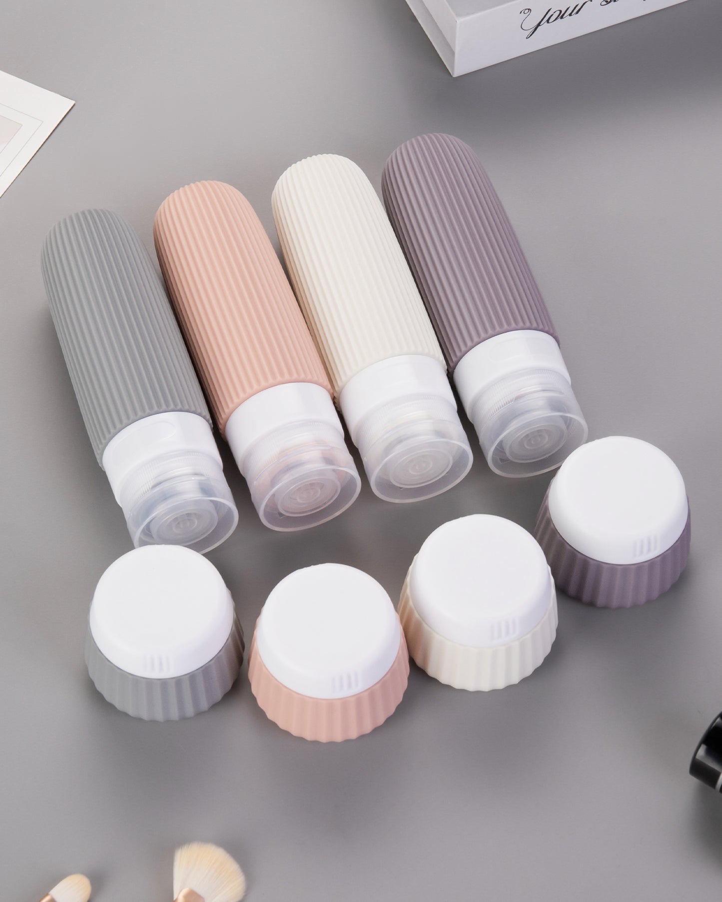 Mrsdry Travel Bottles for Toiletries 8 Pack, Tsa Approved Travel Size Toiletries 3 oz, Travel Containers for Toiletries, with Clear Bag, Leak Proof Silicone Squeezable Travel Essentials Creams Jars