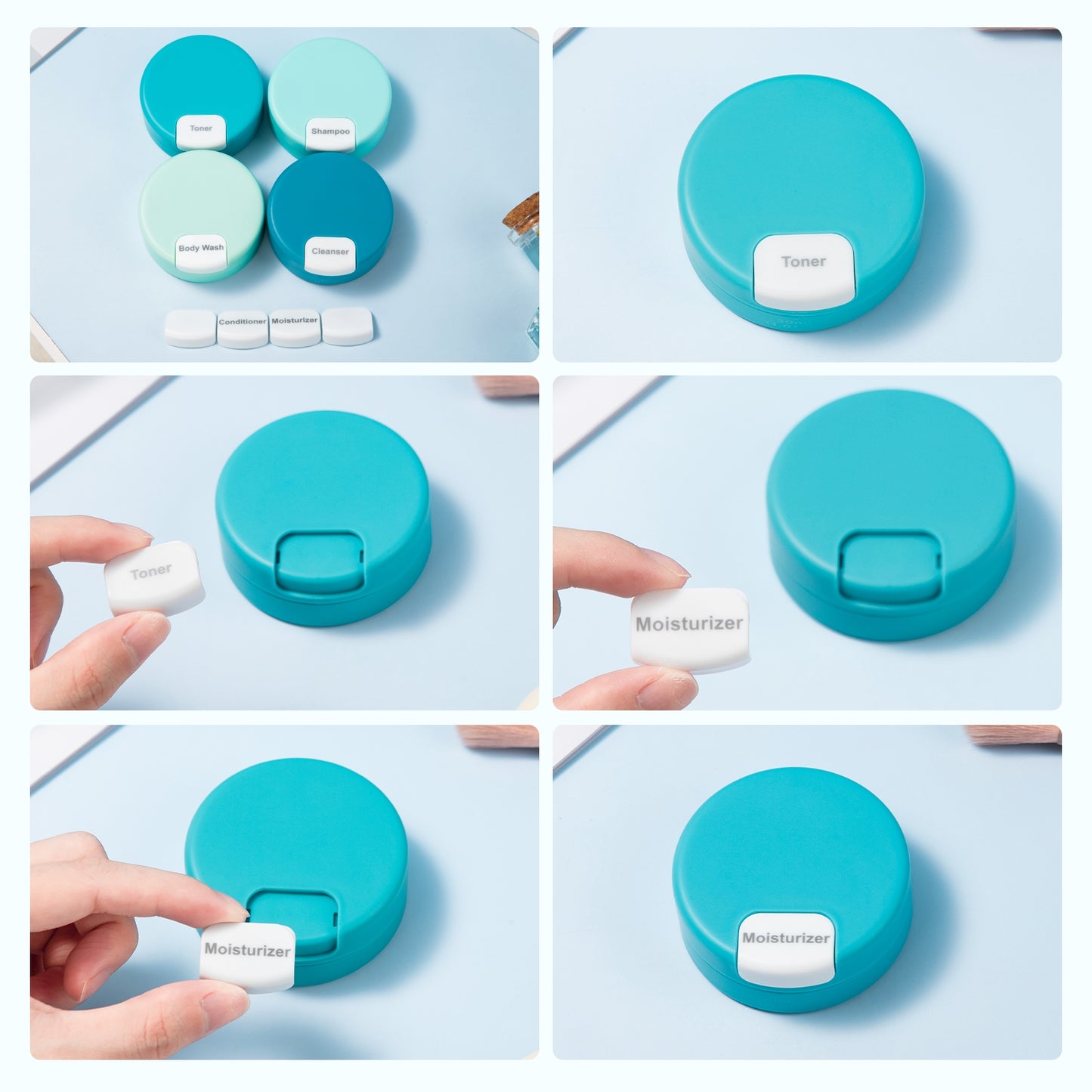 Mrsdry Travel Containers for Toiletries, Silicone Cream Jars TSA Approved Travel Size Containers with Clear Bag, Leak-proof Travel Accessories with Lid for Cosmetic Face Body Hand Cream (4 Pack)