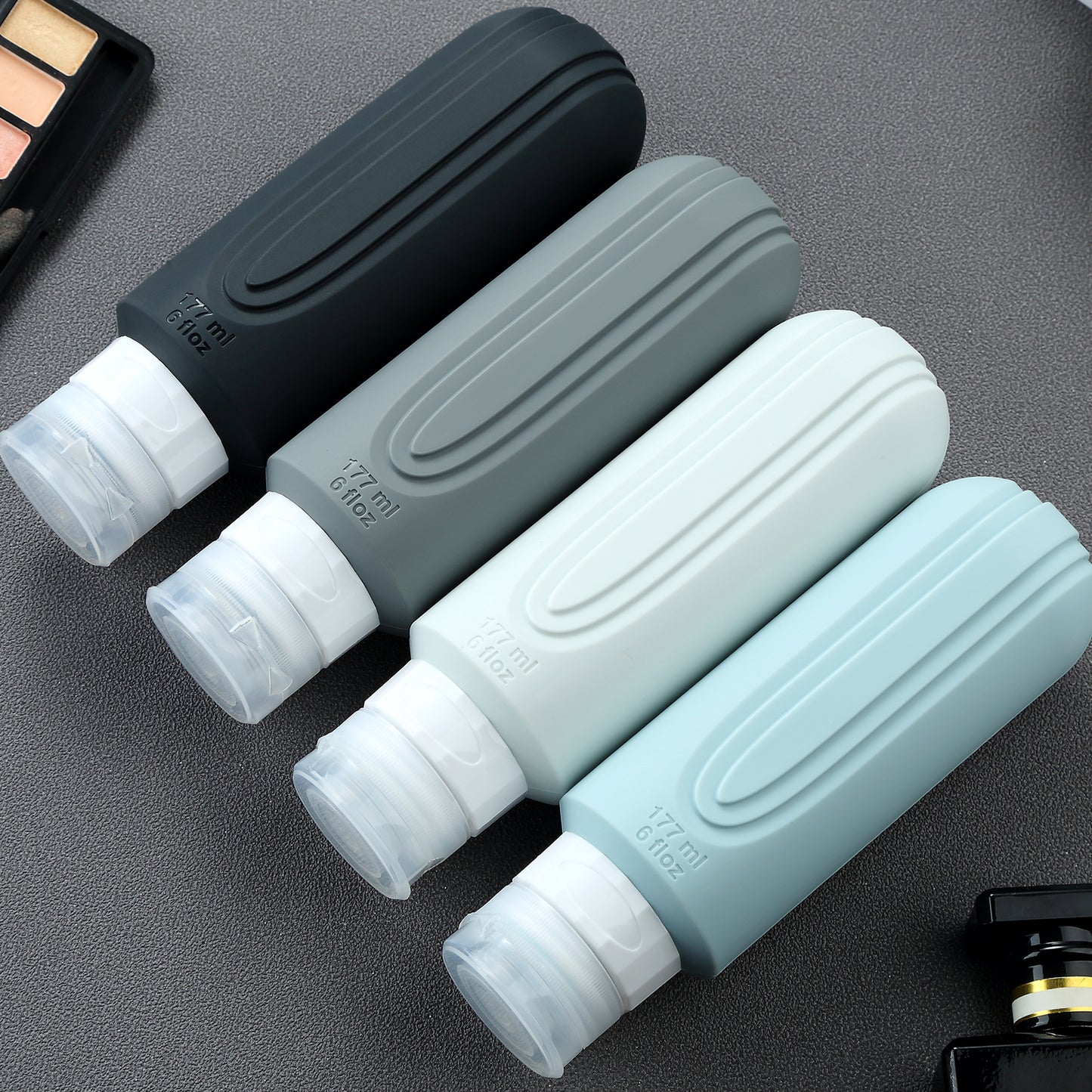 Mrsdry Travel Bottles for Toiletries, Large 6oz Oversize Containers, BPA Free Leak Proof Tubs Refillable Liquid Travel Accessories with Toiletry Bag for Cometic Shampoo and Lotion Soap (4 Pack)