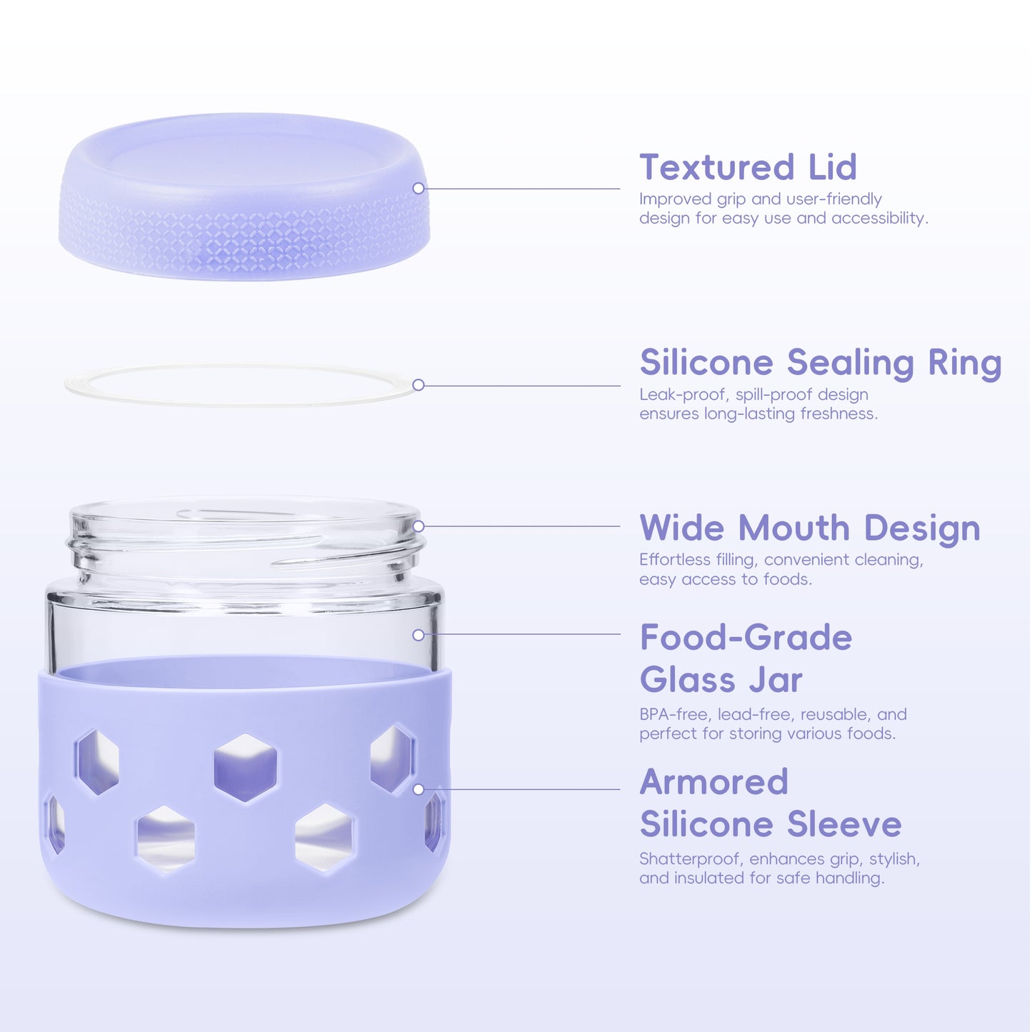 Mrsdry 6-Pack 10 oz Glass Mason Jars with Silicone Sleeves, Airtight BPA-Free Overnight Oats Containers with Lids, Dishwasher Safe Leak-Proof Meal Prep Jars for Chia Pudding, Yogurt, Snacks