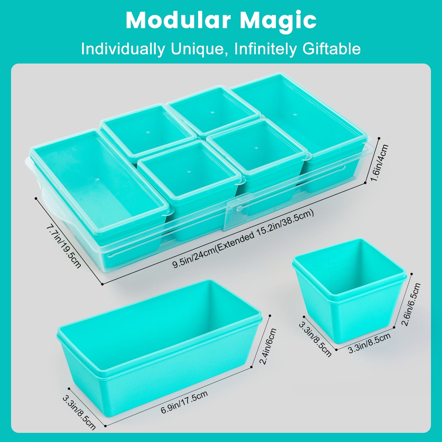 Mrsdry BPA-Free Silicone Freezer Molds with Retractable Base, Stackable Modular Organized, 1-Cup and 2-Cup Portion Control Soup Cubes Freezer Tray with Lids for Meal Prep, Broth, Stews, Leftovers