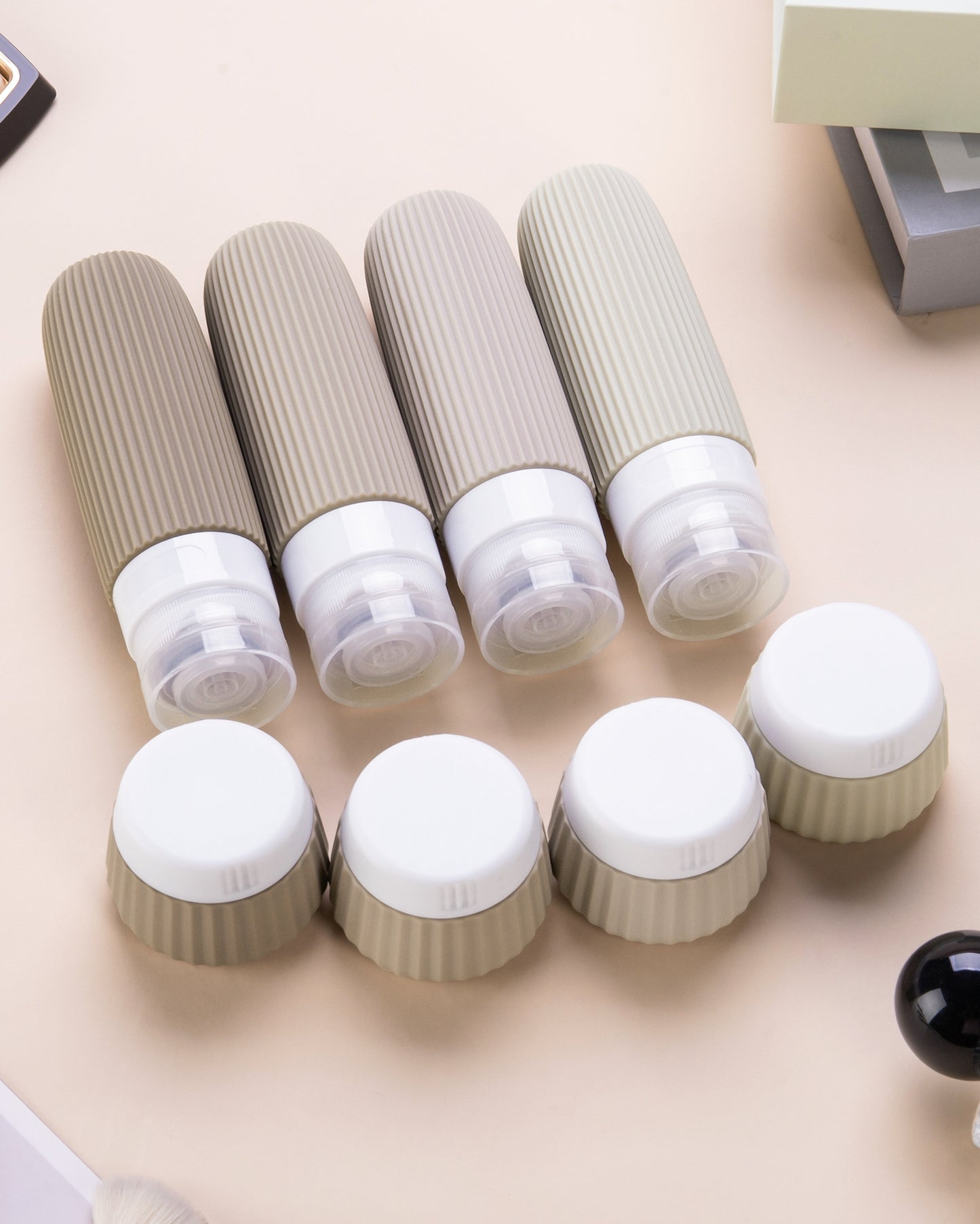 Mrsdry Travel Bottles for Toiletries 8 Pack, Tsa Approved Travel Size Toiletries 3 oz, Travel Containers for Toiletries, with Clear Bag, Leak Proof Silicone Squeezable Travel Essentials Creams Jars