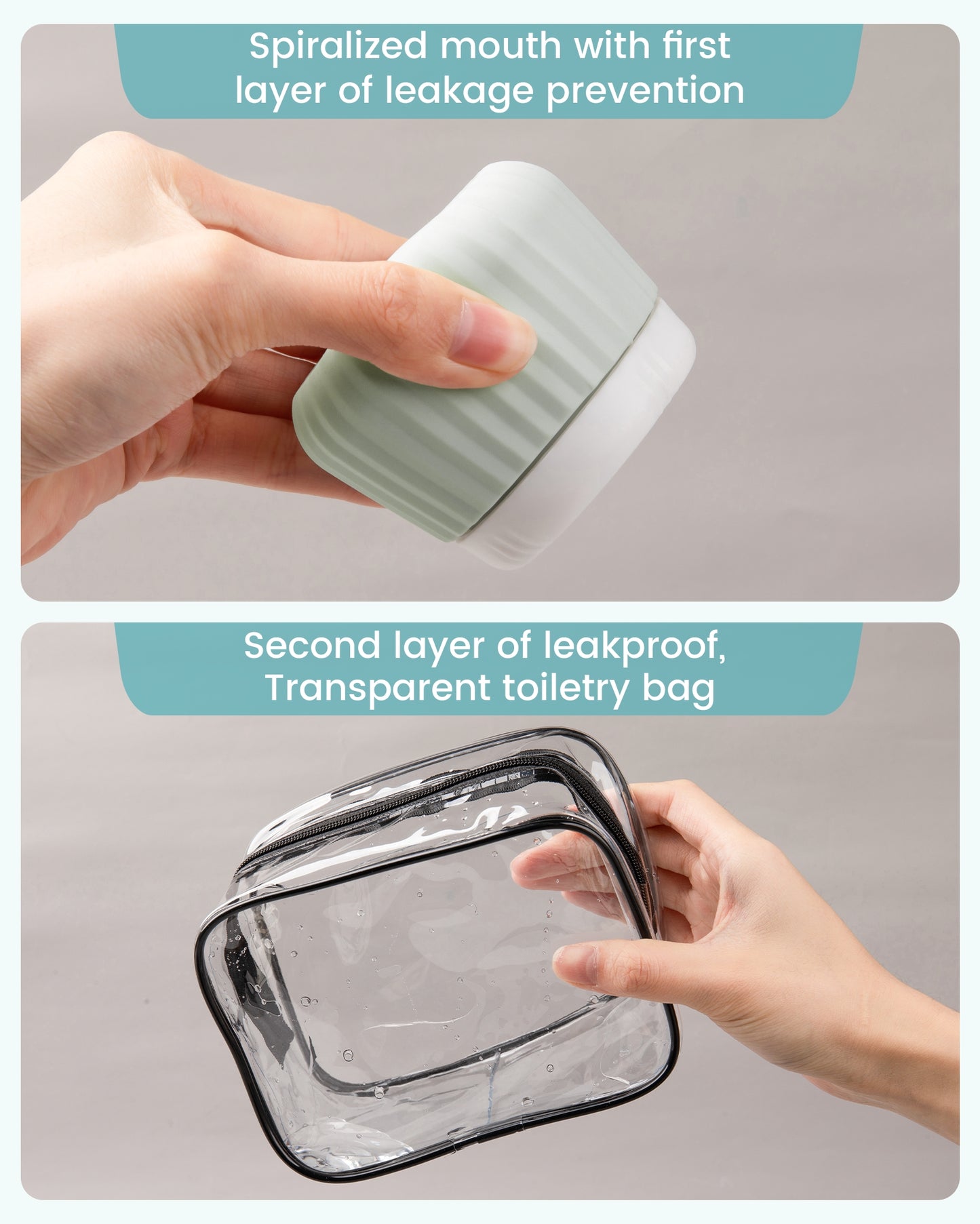 Mrsdry Travel Containers for Toiletries 4 Pack, TSA Approved Travel Size Toiletries, Travel Size Containers, With Clear Bag Leak Proof Silicone Jars, Travel Essentials Creams Jars Carrying Small Item