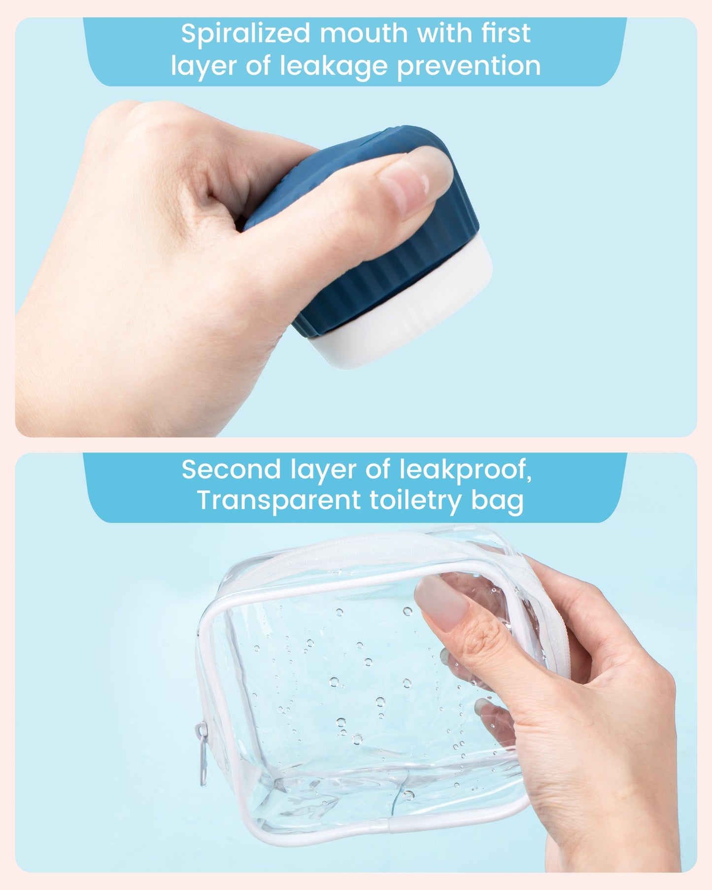 Mrsdry Travel Containers for Toiletries 4 Pack, TSA Approved Travel Size Toiletries, Portable Size Containers, With Clear Bag Leak Proof Silicone Jars, Essentials Creams Jars Carrying Small Items