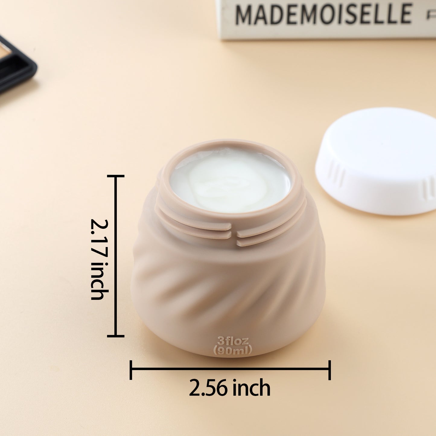 Mrsdry Travel Containers for Toiletries, Silicone Cream Jars TSA Approved Travel Size Containers with Clear Bag, Leak-proof Travel Accessories with Lid for Cosmetic Face Body Hand Cream (4 Pack)