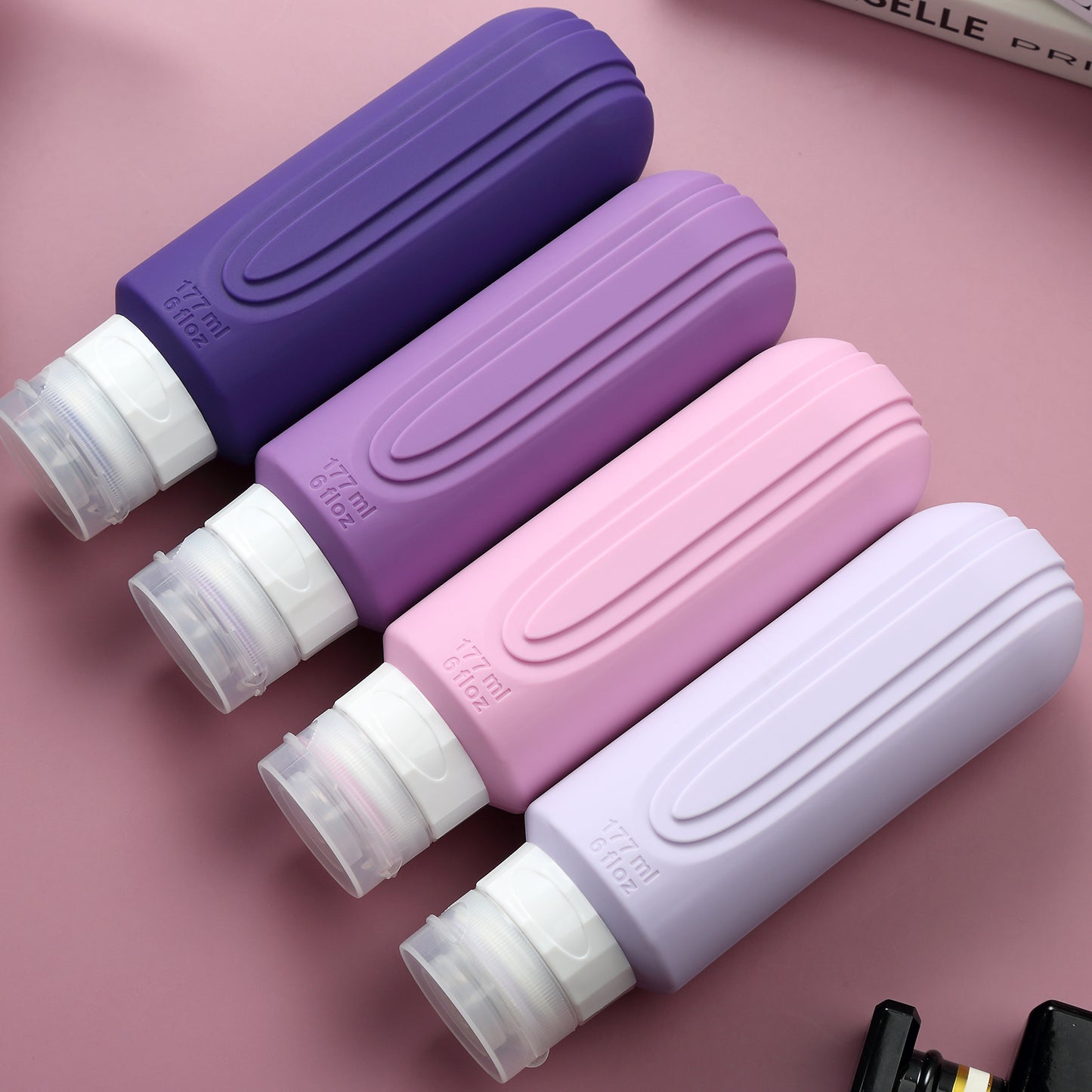 Mrsdry Travel Bottles for Toiletries, Large 6oz Oversize Containers, BPA Free Leak Proof Tubs Refillable Liquid Travel Accessories with Toiletry Bag for Cometic Shampoo and Lotion Soap (4 Pack)