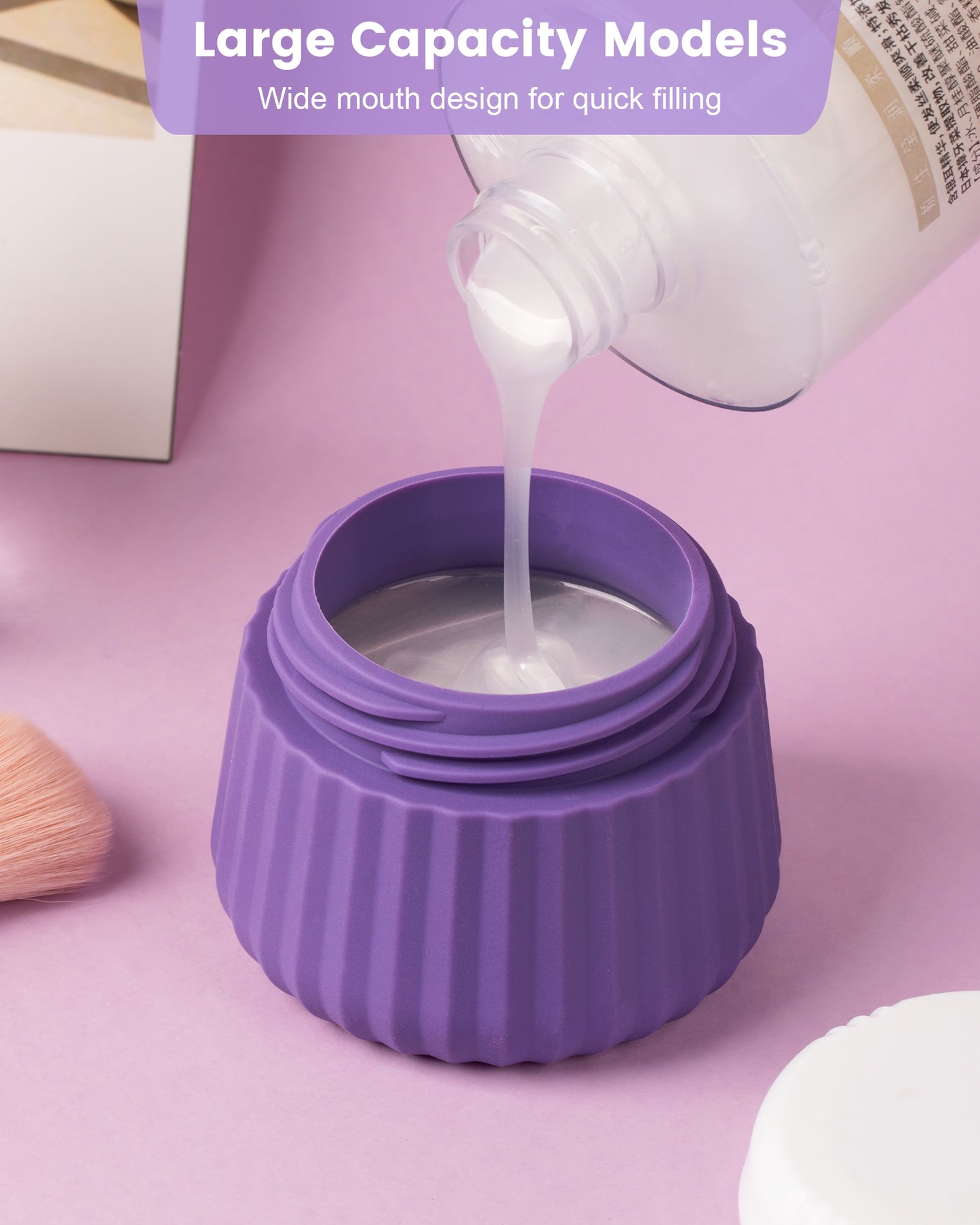 Mrsdry Travel Containers for Toiletries 4 Pack, TSA Approved Travel Size Toiletries, Travel Size Containers, With Clear Bag Leak Proof Silicone Jars, Travel Essentials Creams Jars Carrying Small Item