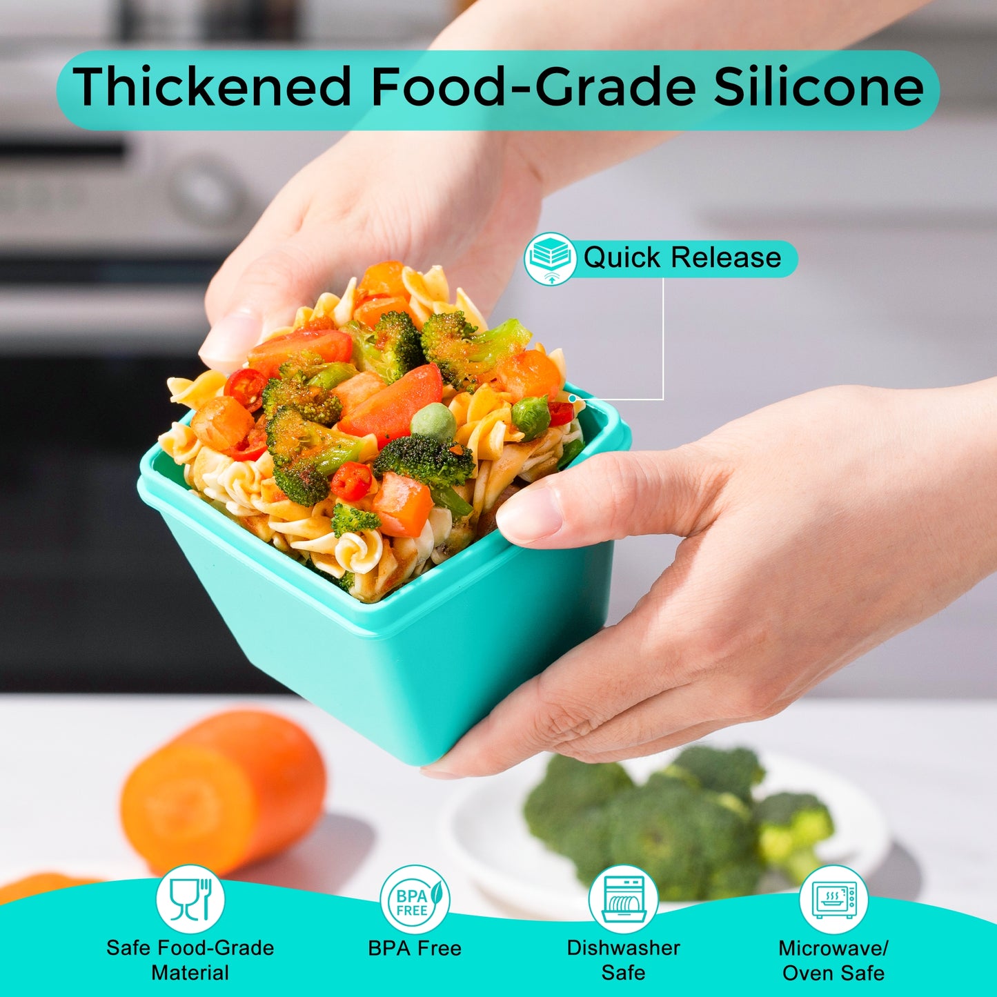 Mrsdry 1-Cup Silicone Freezer Molds with Lids, Individual 4-Pack Portion Soup Cubes Freezer Trays for Food Storage, Oven & Dishwasher Safe, BPA-Free, Silicone Freezer Containers for Meal Prep