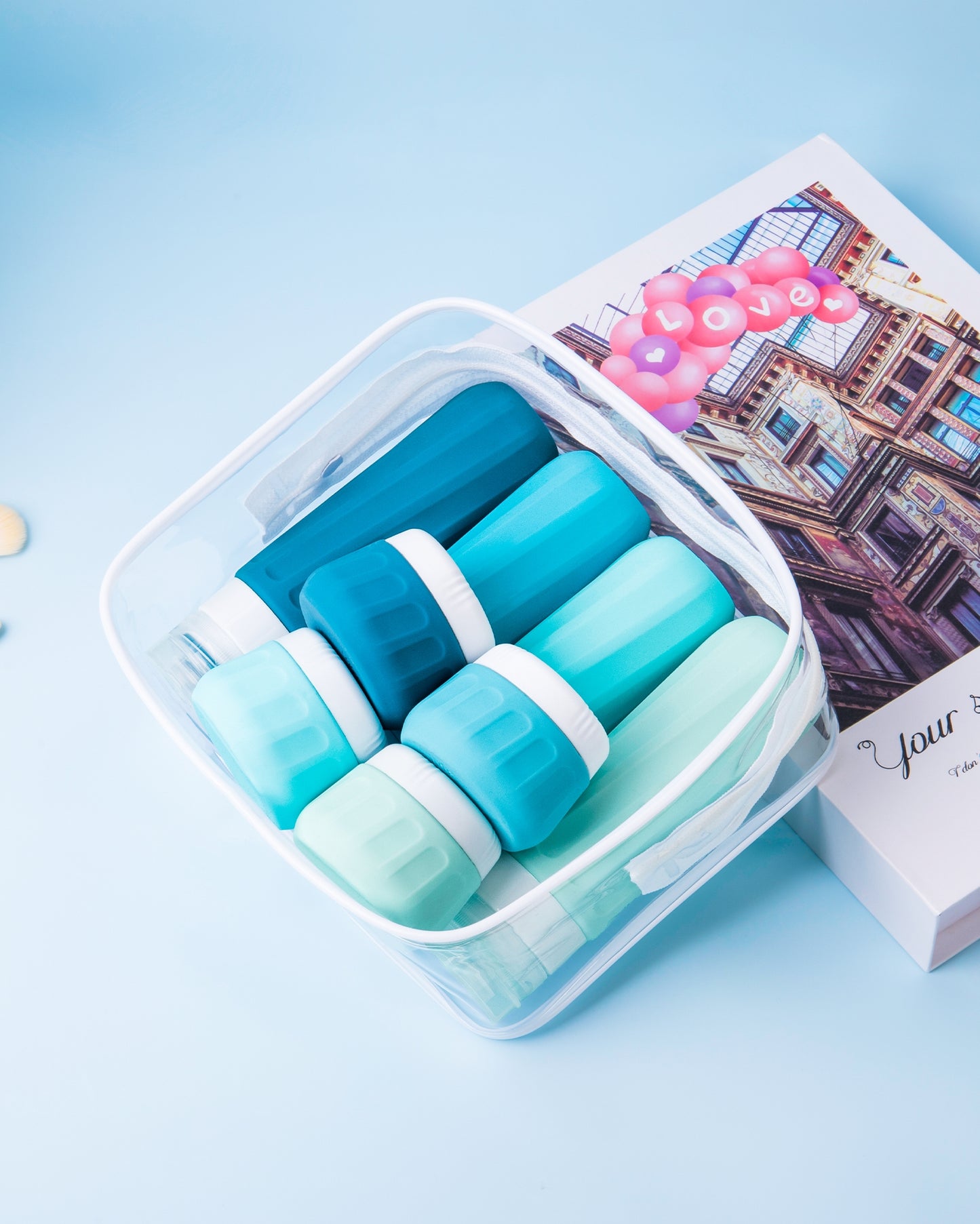 Mrsdry Travel Bottles for Toiletries 8 Pack, Travel Size Toiletries, Tsa Approved Travel Size Containers 3oz, with Travel Essentials Clear Bag, Leak Proof Silicone Squeezable Creams Jars