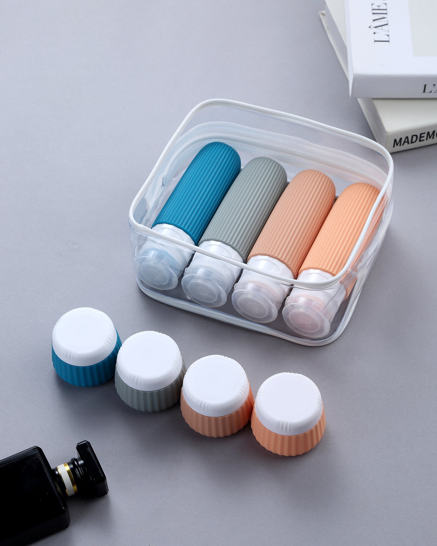 Mrsdry Travel Bottles - 8 Pack, TSA Approved 3 oz Travel Containers for Toiletries, Clear Bag, Leak Proof Silicone Squeezable Essentials Jars