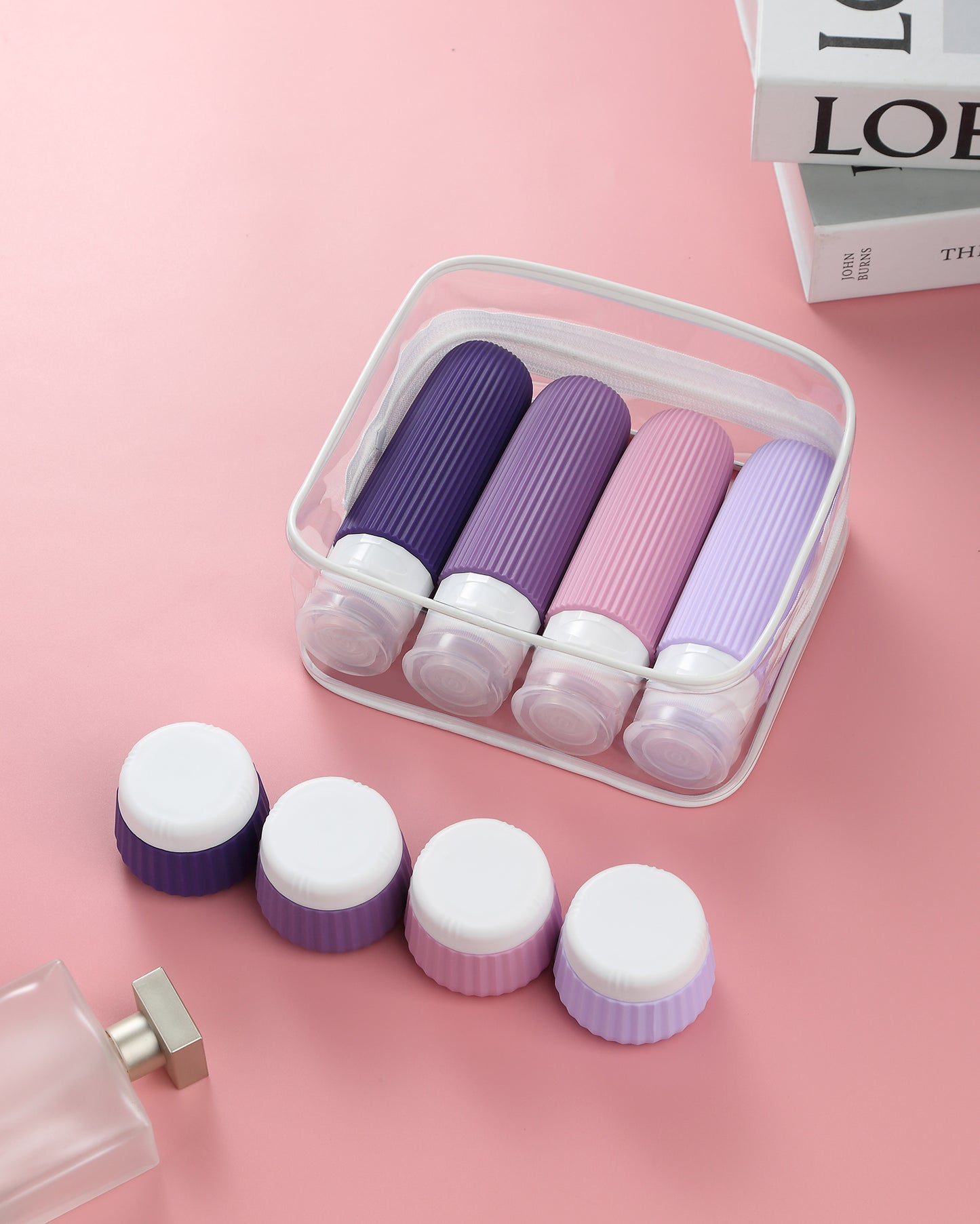 Mrsdry Travel Bottles - 8 Pack, TSA Approved 3 oz Travel Containers for Toiletries, Clear Bag, Leak Proof Silicone Squeezable Essentials Jars