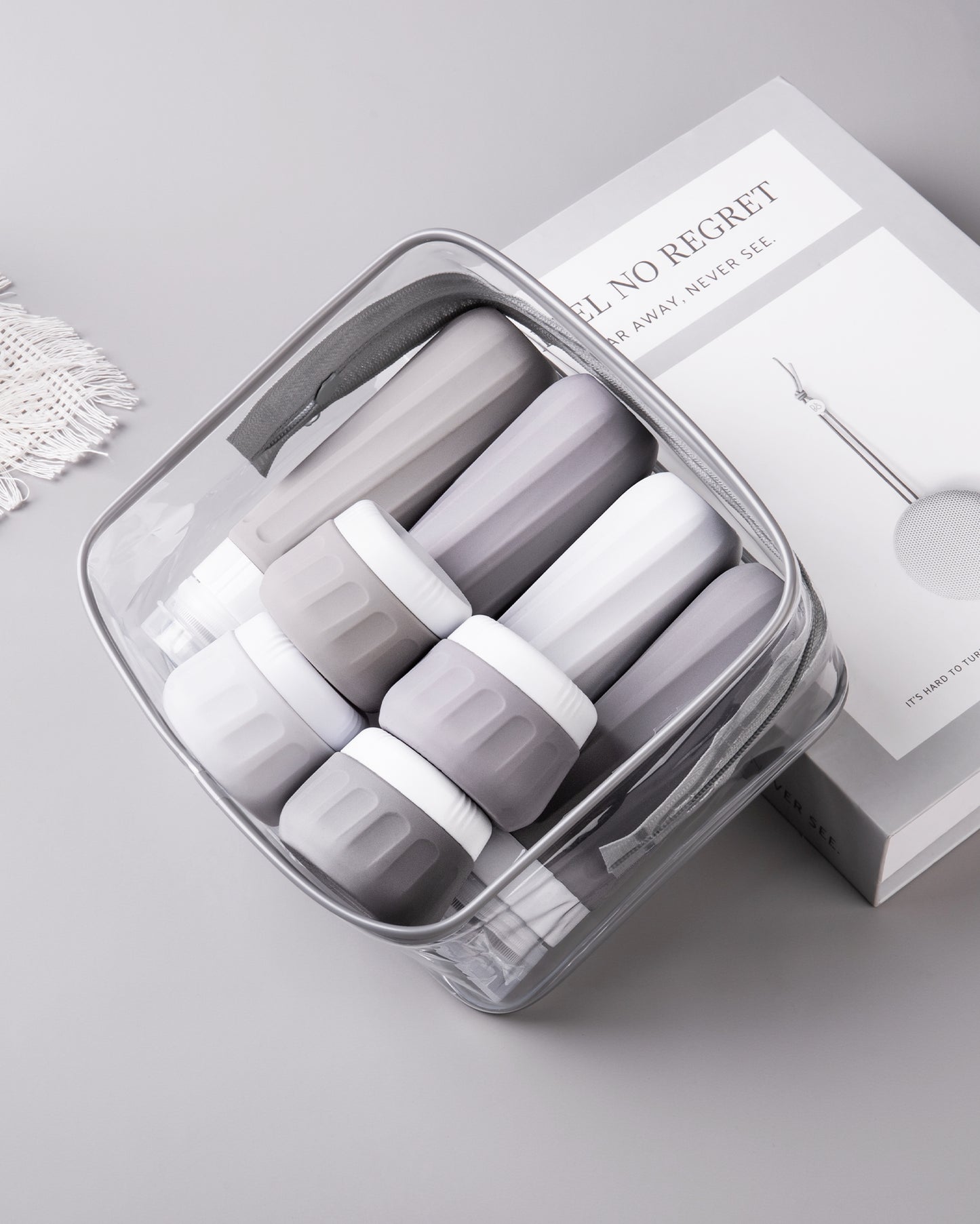 Mrsdry Travel Bottles for Toiletries 8 Pack, Travel Size Toiletries, Tsa Approved Travel Size Containers 3oz, with Travel Essentials Clear Bag, Leak Proof Silicone Squeezable Creams Jars