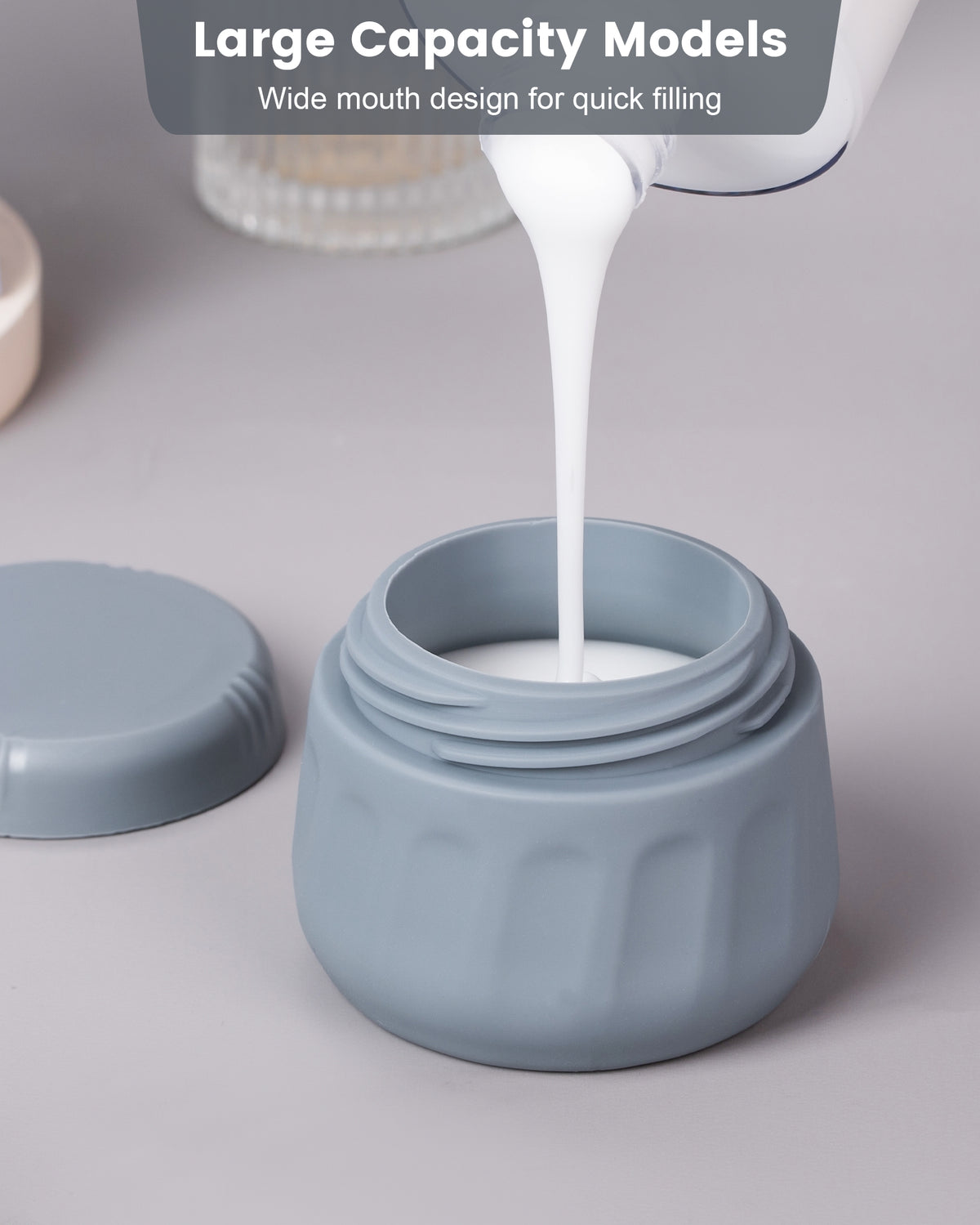 Mrsdry Travel Containers for Toiletries, TSA Approved Travel Size Toiletries 4 Pack, Refillable Containers, with Clear Bag, Leak Proof Silicone Jars, Essentials Creams Jars Carrying Small Items