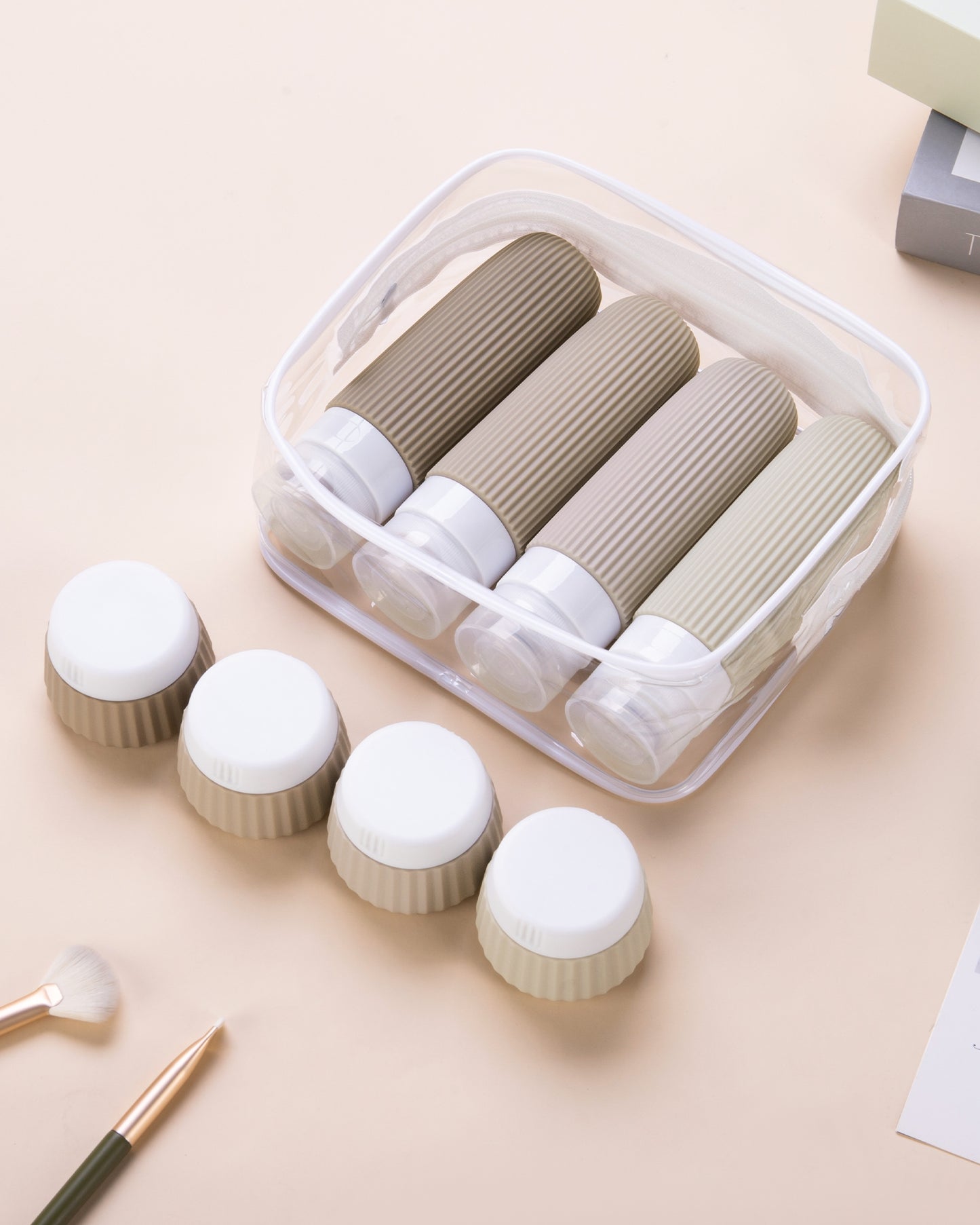 Mrsdry Travel Bottles for Toiletries 8 Pack, Tsa Approved Travel Size Toiletries 3 oz, Travel Containers for Toiletries, with Clear Bag, Leak Proof Silicone Squeezable Travel Essentials Creams Jars