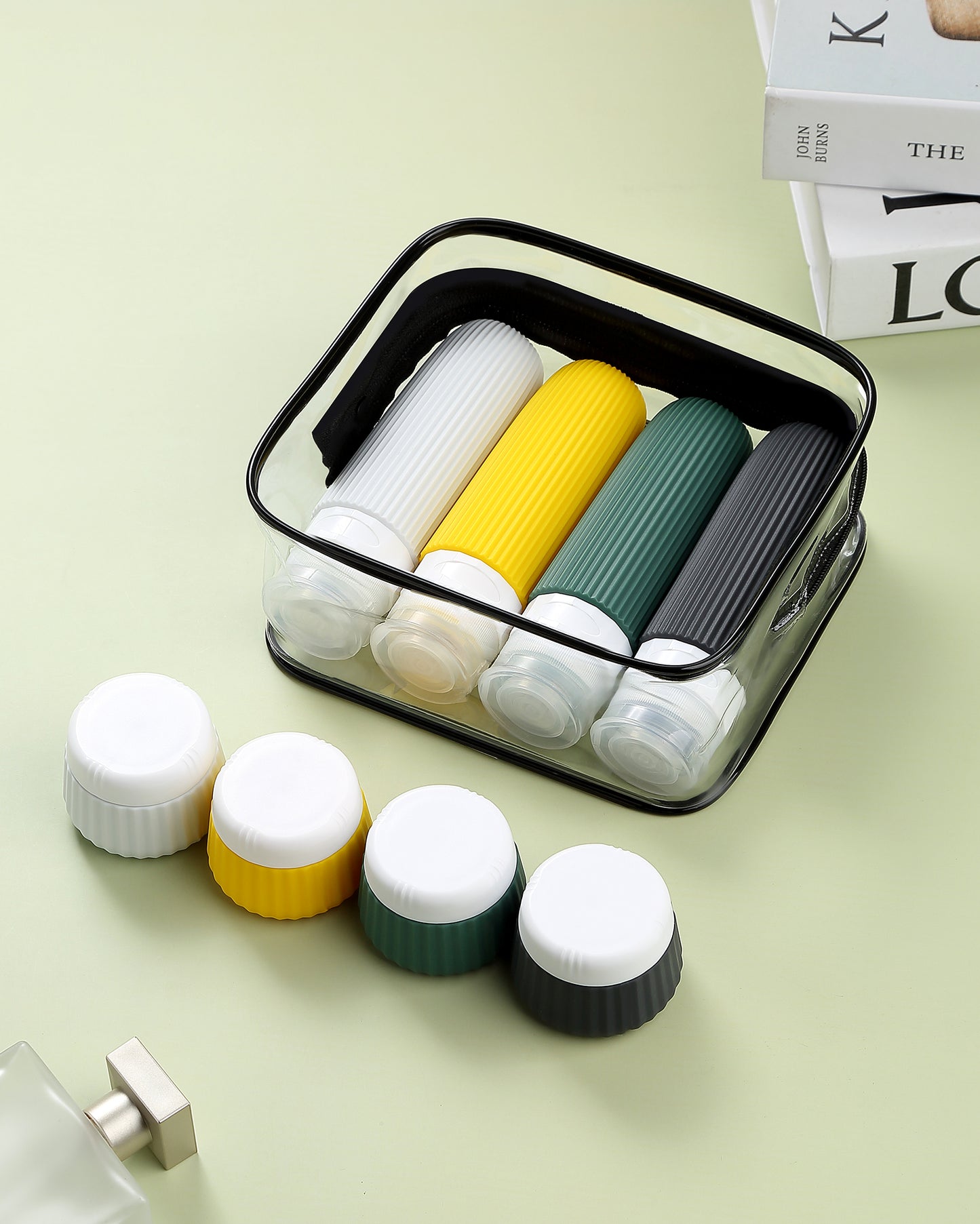 Mrsdry Travel Bottles - 8 Pack, TSA Approved 3 oz Travel Containers for Toiletries, Clear Bag, Leak Proof Silicone Squeezable Essentials Jars