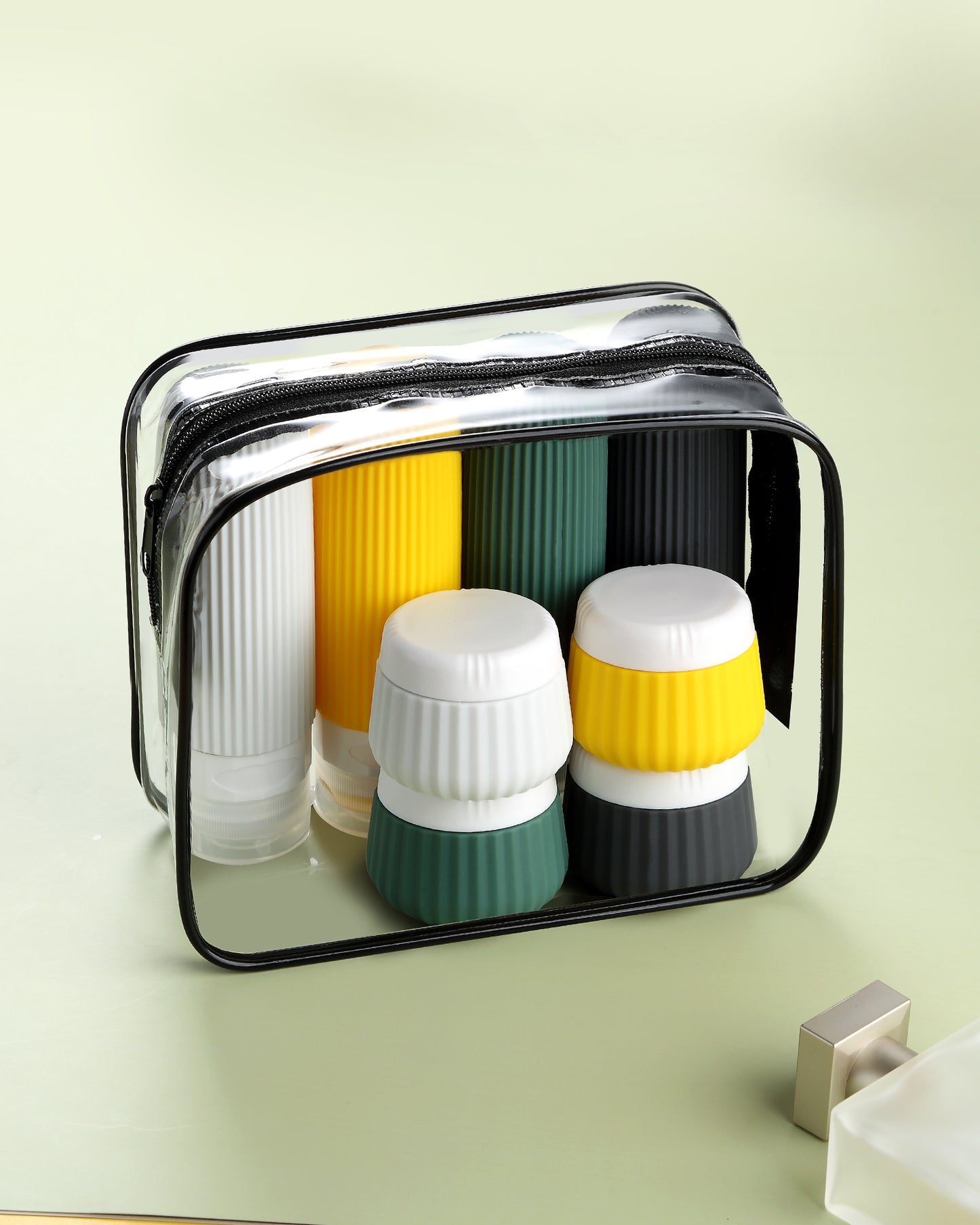Mrsdry Travel Bottles - 8 Pack, TSA Approved 3 oz Travel Containers for Toiletries, Clear Bag, Leak Proof Silicone Squeezable Essentials Jars