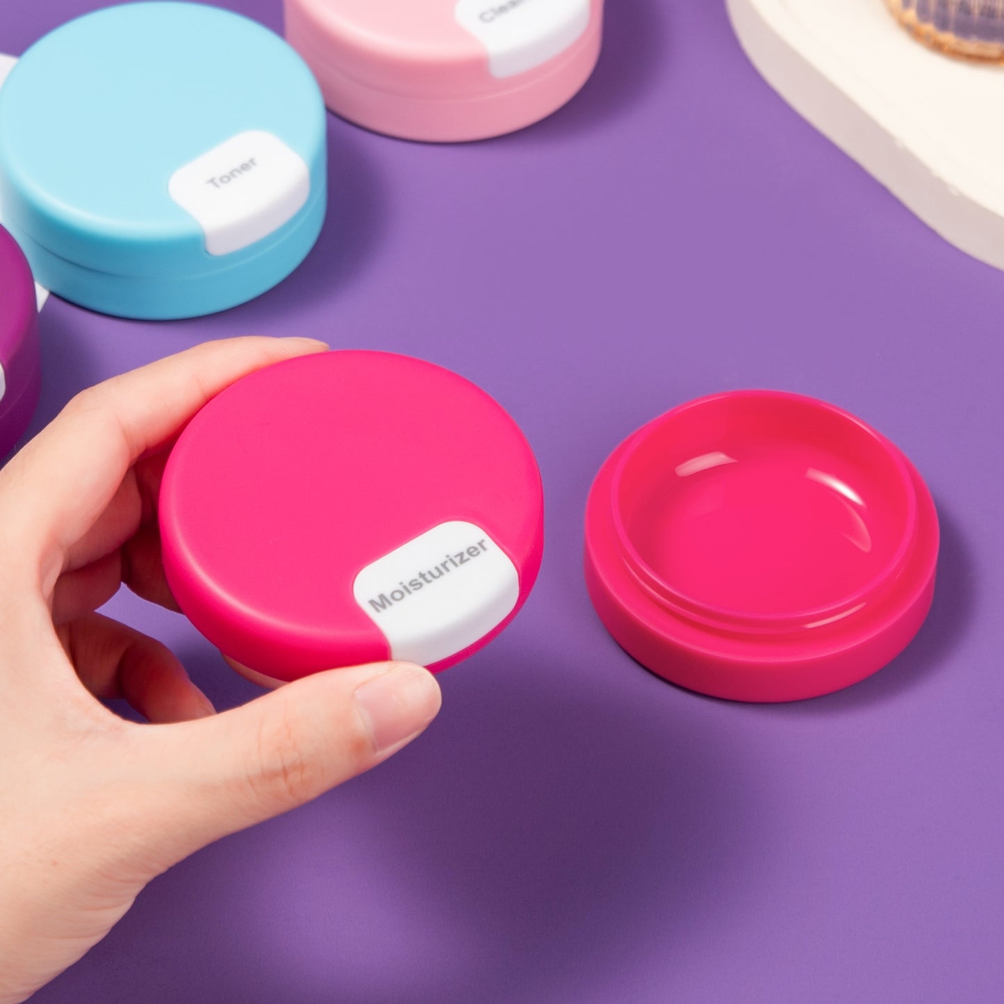 Mrsdry Travel Containers for Toiletries, Silicone Cream Jars TSA Approved Travel Size Containers with Clear Bag, Leak-proof Travel Accessories with Lid for Cosmetic Face Body Hand Cream (4 Pack)