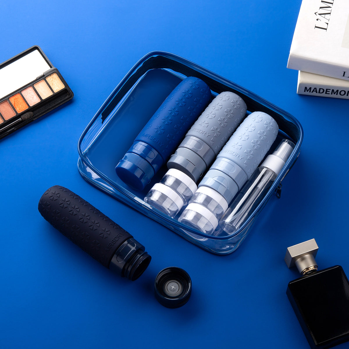 Mrsdry Travel Size Toiletries, TSA Approved Silicone Travel Containers for Toiletries, Leak Proof Refillable Liqus Shampoo And Conditioner travel Essentials toiletry Bottles (18 Pack)