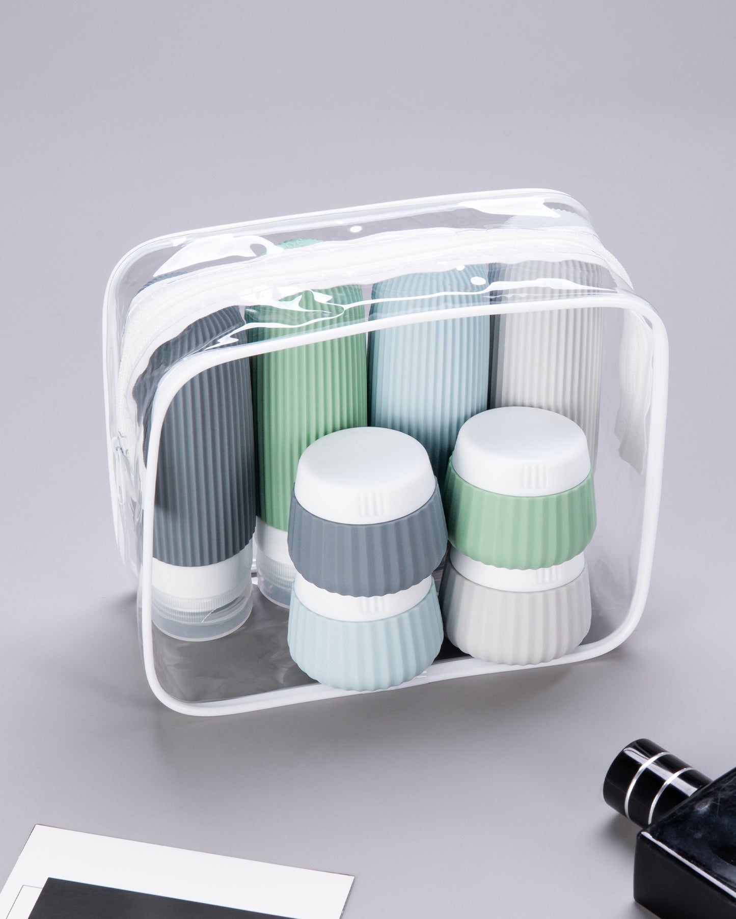 Mrsdry Travel Bottles for Toiletries 8 Pack, Tsa Approved Travel Size Toiletries 3 oz, Travel Containers for Toiletries, with Clear Bag, Leak Proof Silicone Squeezable Travel Essentials Creams Jars
