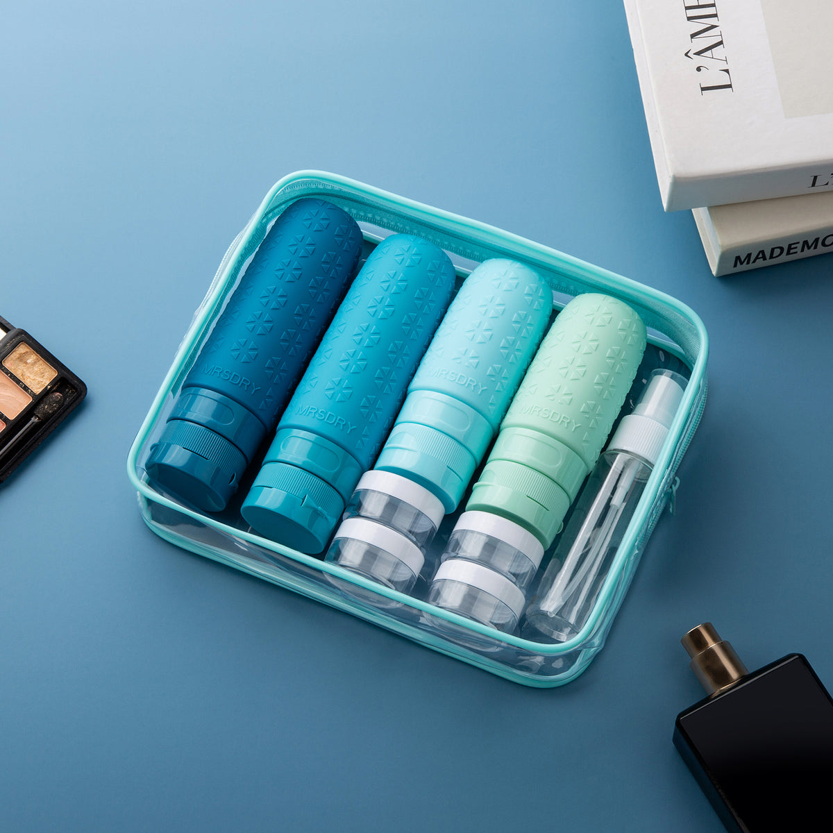 Mrsdry Travel Size Toiletries, TSA Approved Silicone Travel Containers for Toiletries, Leak Proof Refillable Liqus Shampoo And Conditioner travel Essentials toiletry Bottles (18 Pack)