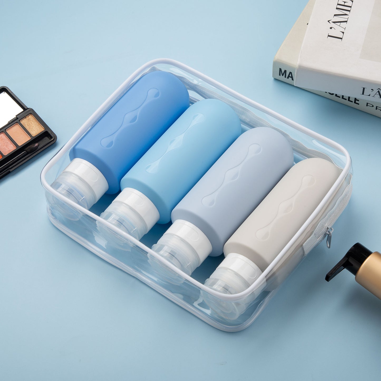 Mrsdry Travel Bottles for Toiletries, Tsa Approved Travel 6oz Size Containers with Clear Bag, BPA Free Leak Proof Travel Tubs Refillable Liquid Travel Accessories for Cometic Shampoo Lotion